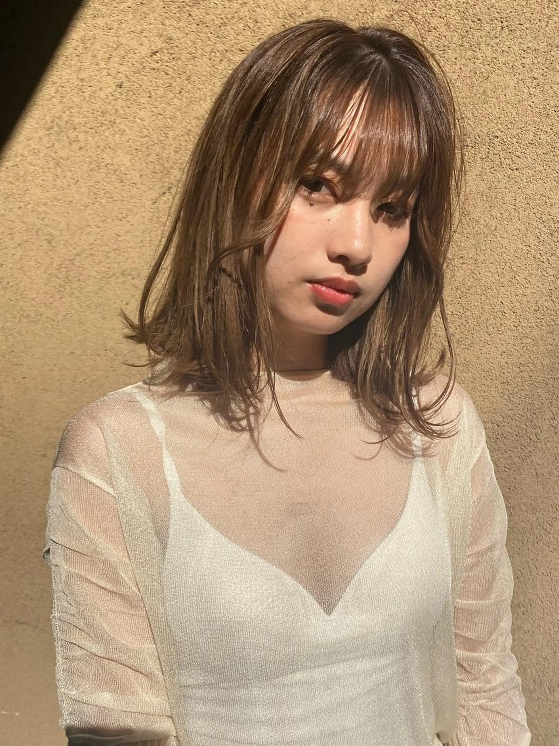 ミディアム カラー ベージュカラー ノンダメージサロン まつうらるなのヘアスタイル