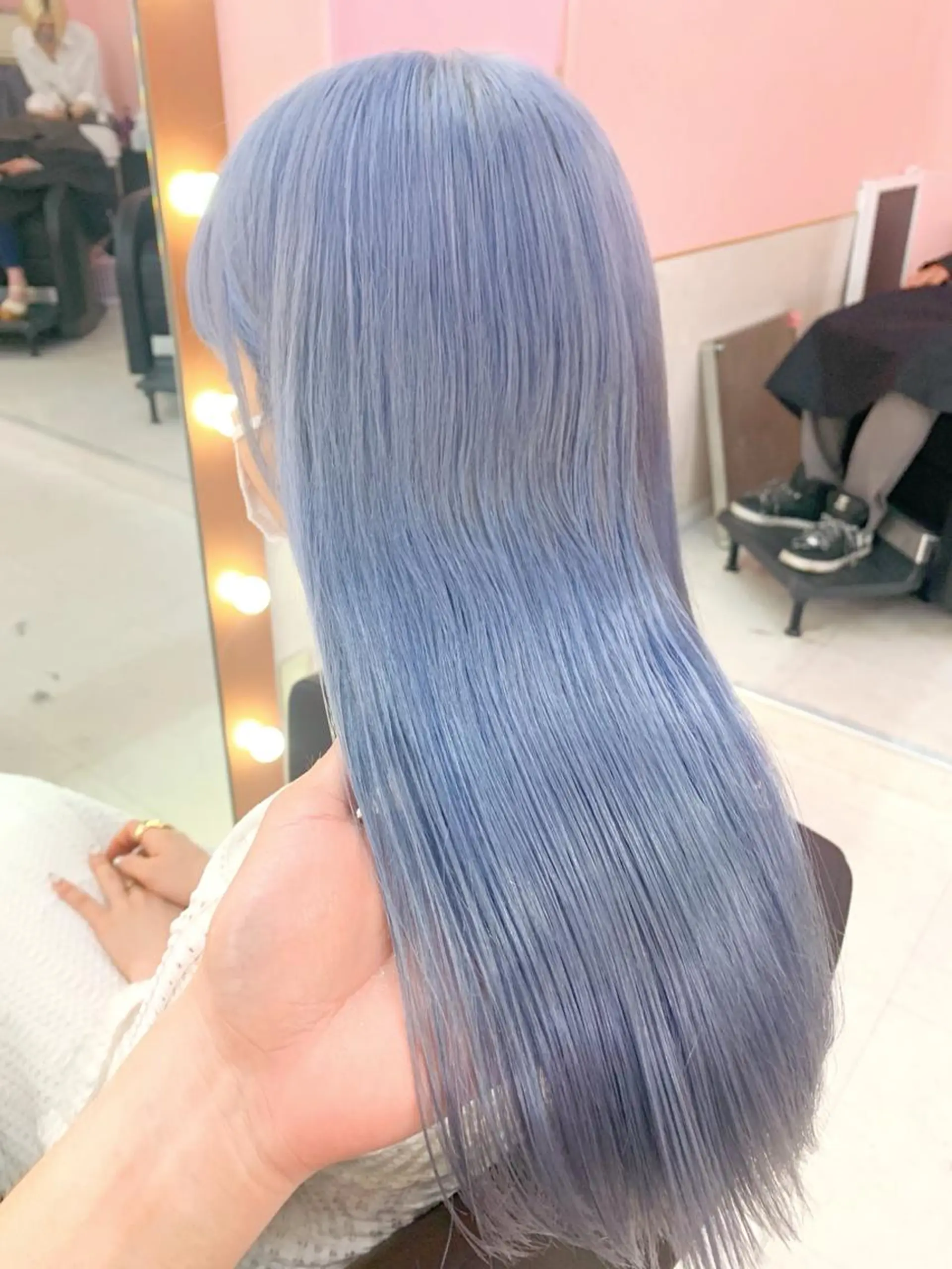 ロング アッシュ アッシュグレー アッシュグレージュ ミストバング ピンクブラウン ハイトーン髪質改善 🎀🐰堀川智史🎀のヘアスタイル