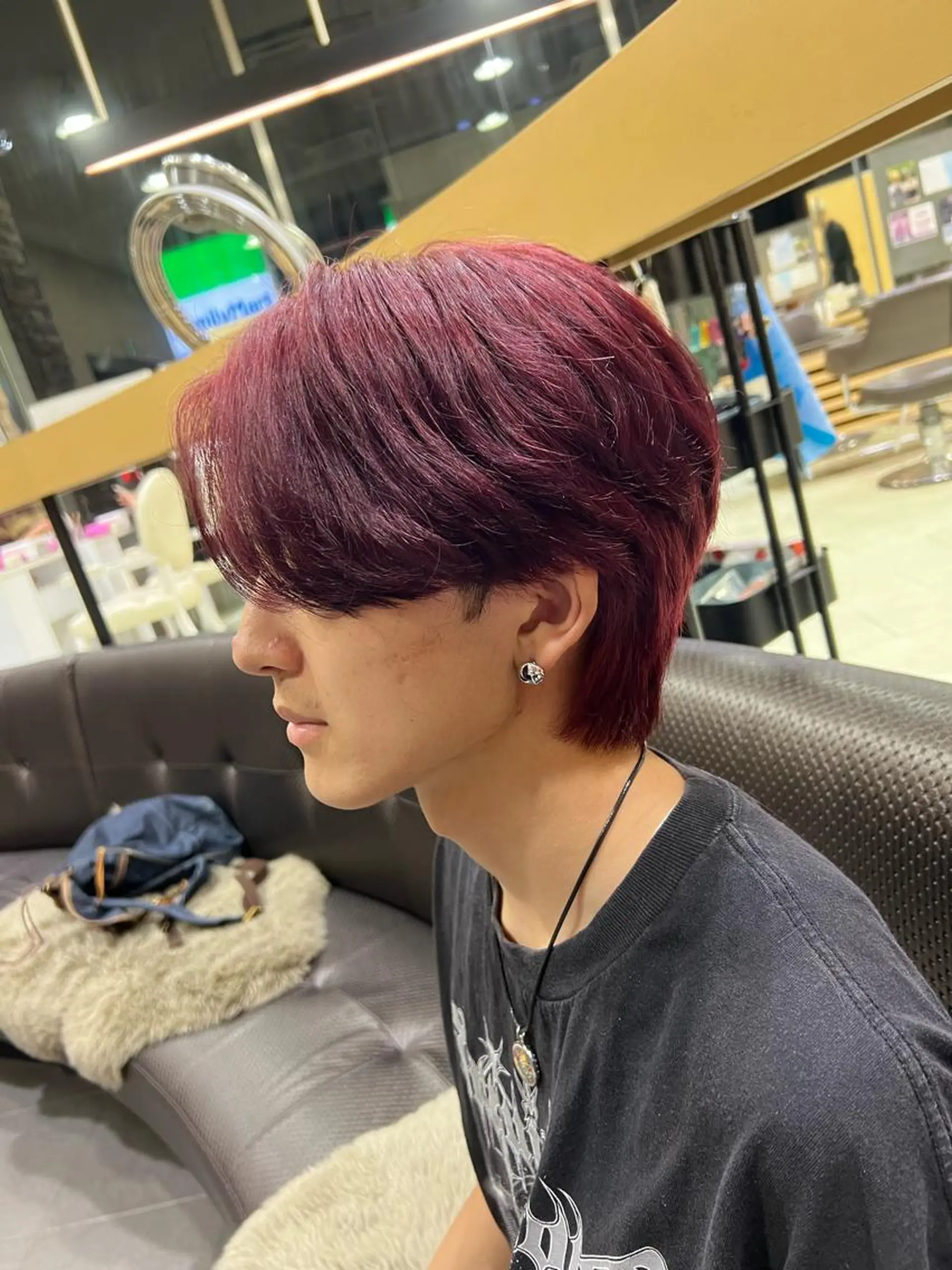 カラー メンズ センターパート メンズ韓国風 メンズウルフカット ウルフカット ヘアカラー トリートメント メンズカット松戸/韓 国/メンズパーマ航太のヘアスタイル