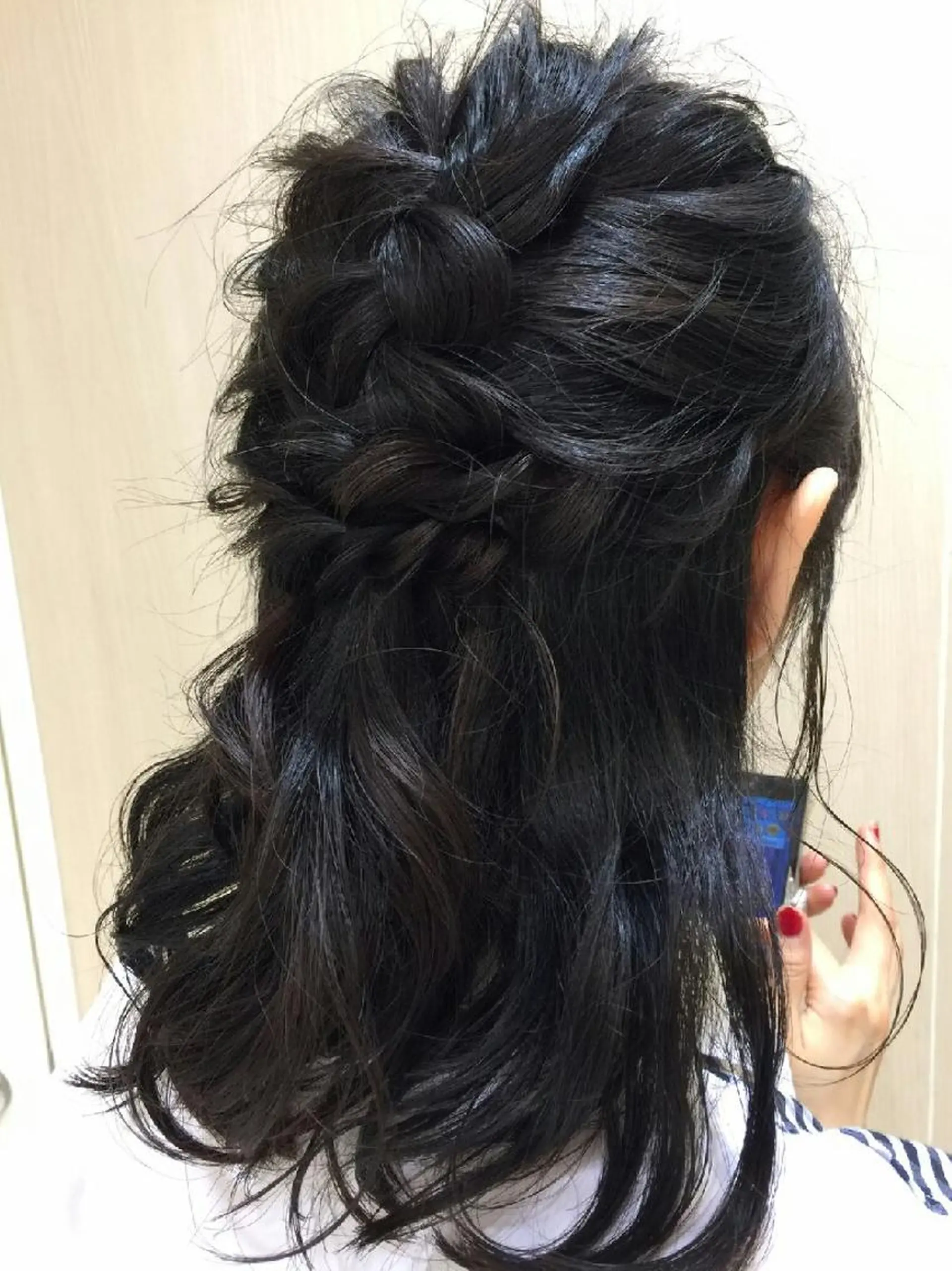 ミディアム ヘアアレンジ ハーフアップ 遠藤 拓馬のヘアスタイル