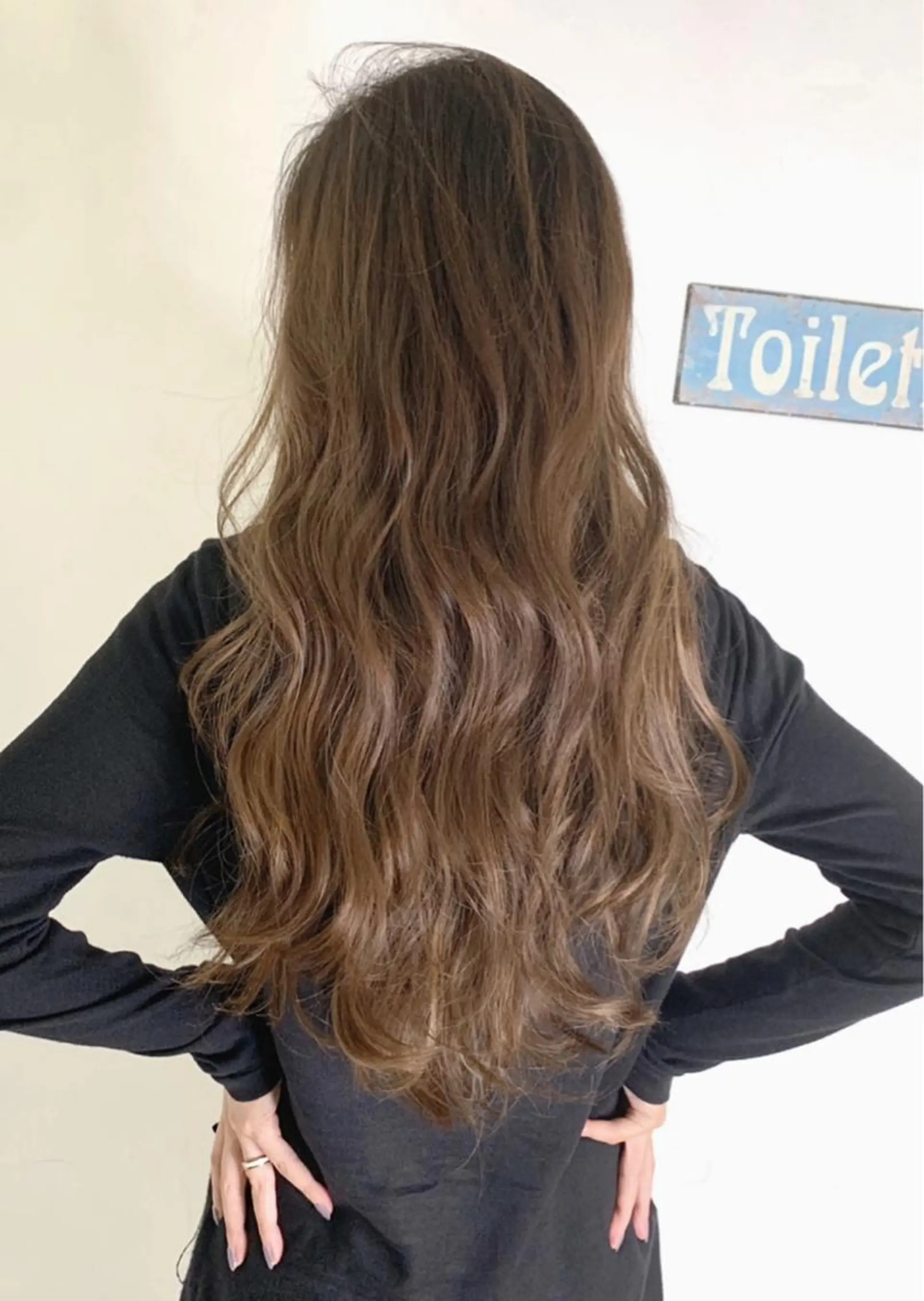 ロング カラー アッシュ バレイヤージュ ブリーチ デザインカラー グレージュ カット ヘアカラー 京都大人女性ショート 徒歩1分/秋山のヘアスタイル