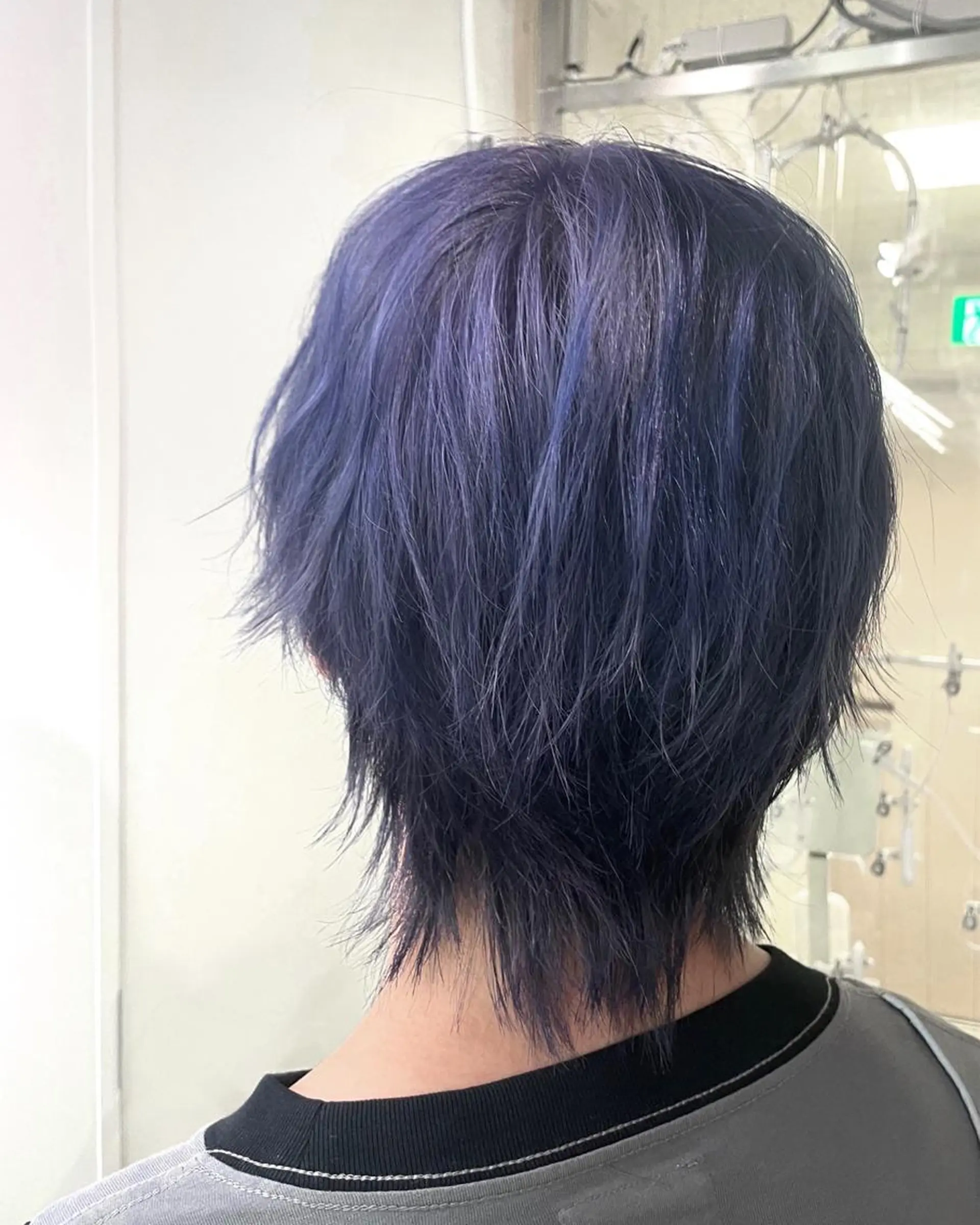 ショート カラー メンズ メンズウルフカット ネイビーカラー ウルフカット 🎀プルエクステ みまひかる🎀のヘアスタイル