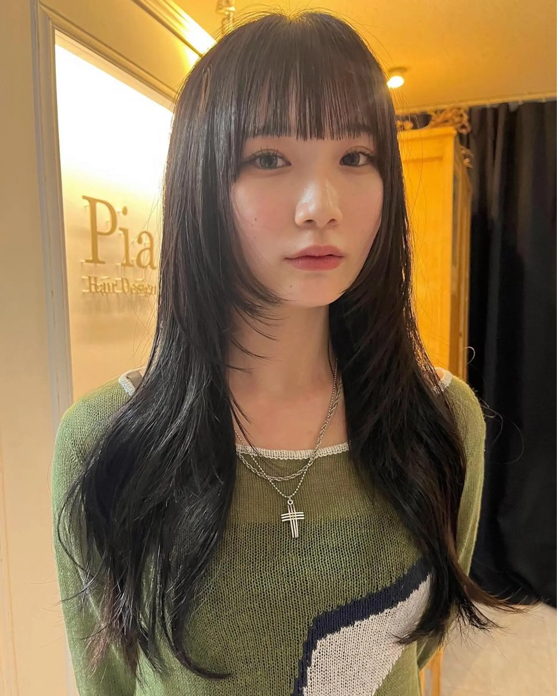 ロング カラー 顔まわりレイヤー 顔周りカット レイヤーカット 松尾太樹 【pia】福岡美容室のヘアスタイル