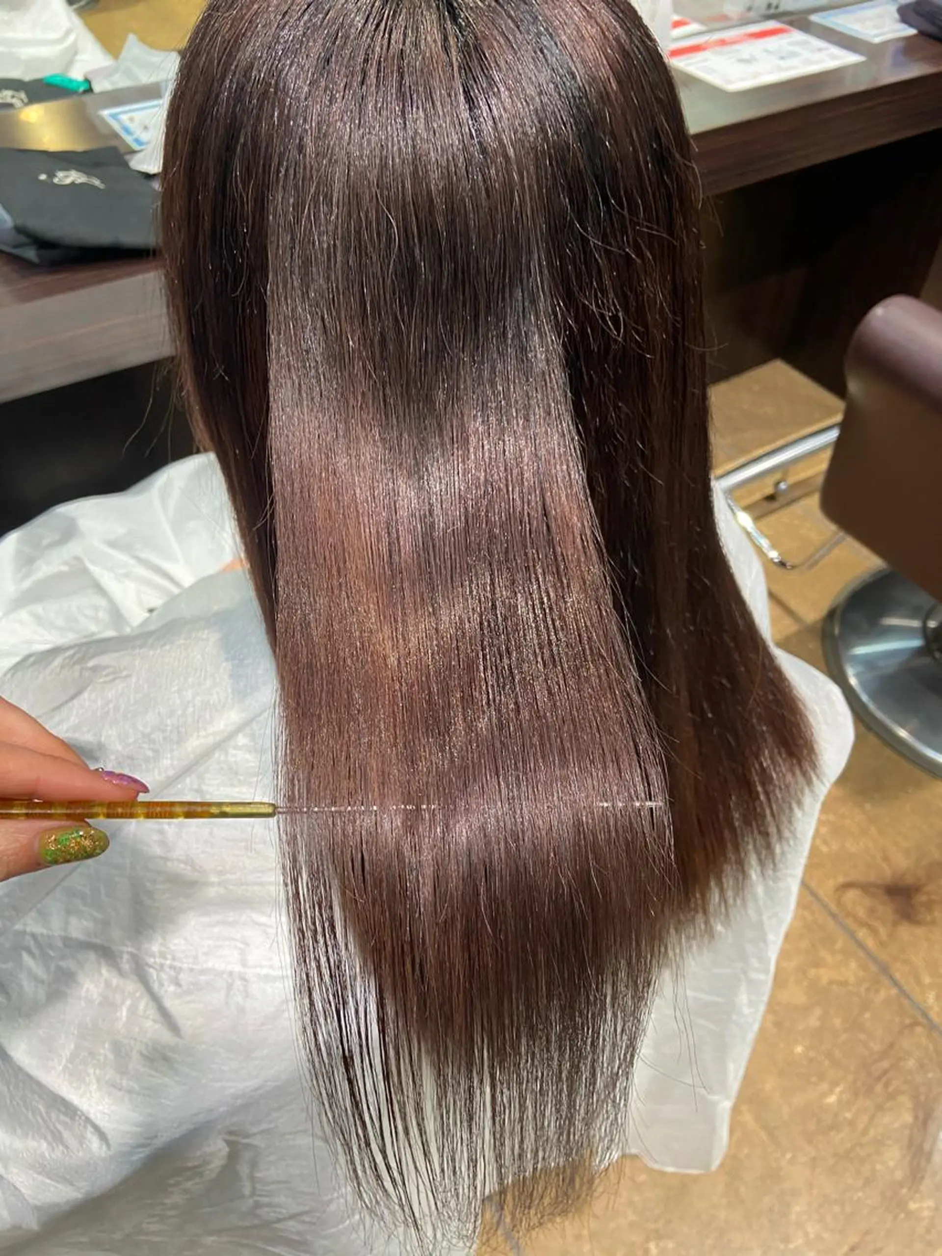 ミディアム カラー カット 縮毛矯正 トリートメント 🧸プルエクステ❤︎ ネイルKAO🧸のヘアスタイル