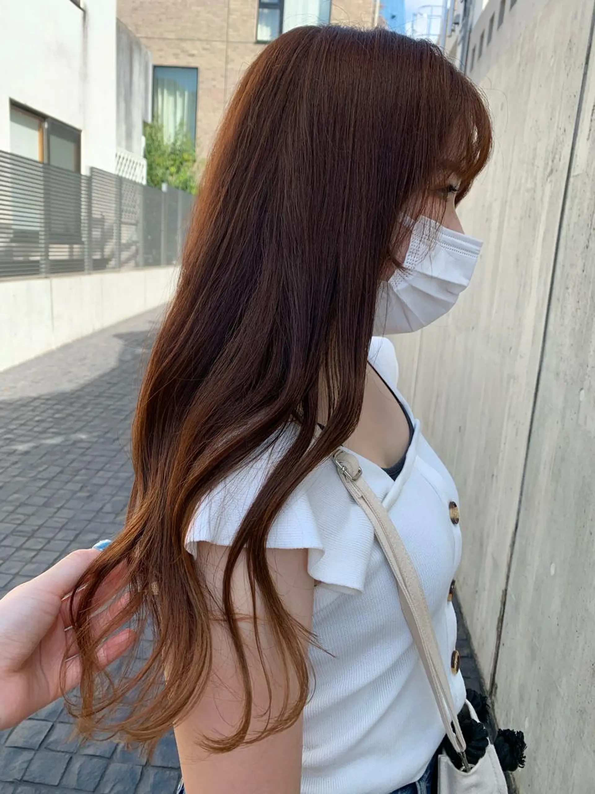 セミロング カラー 透明感/オリーブ/ グレージュ/YUKAのヘアスタイル