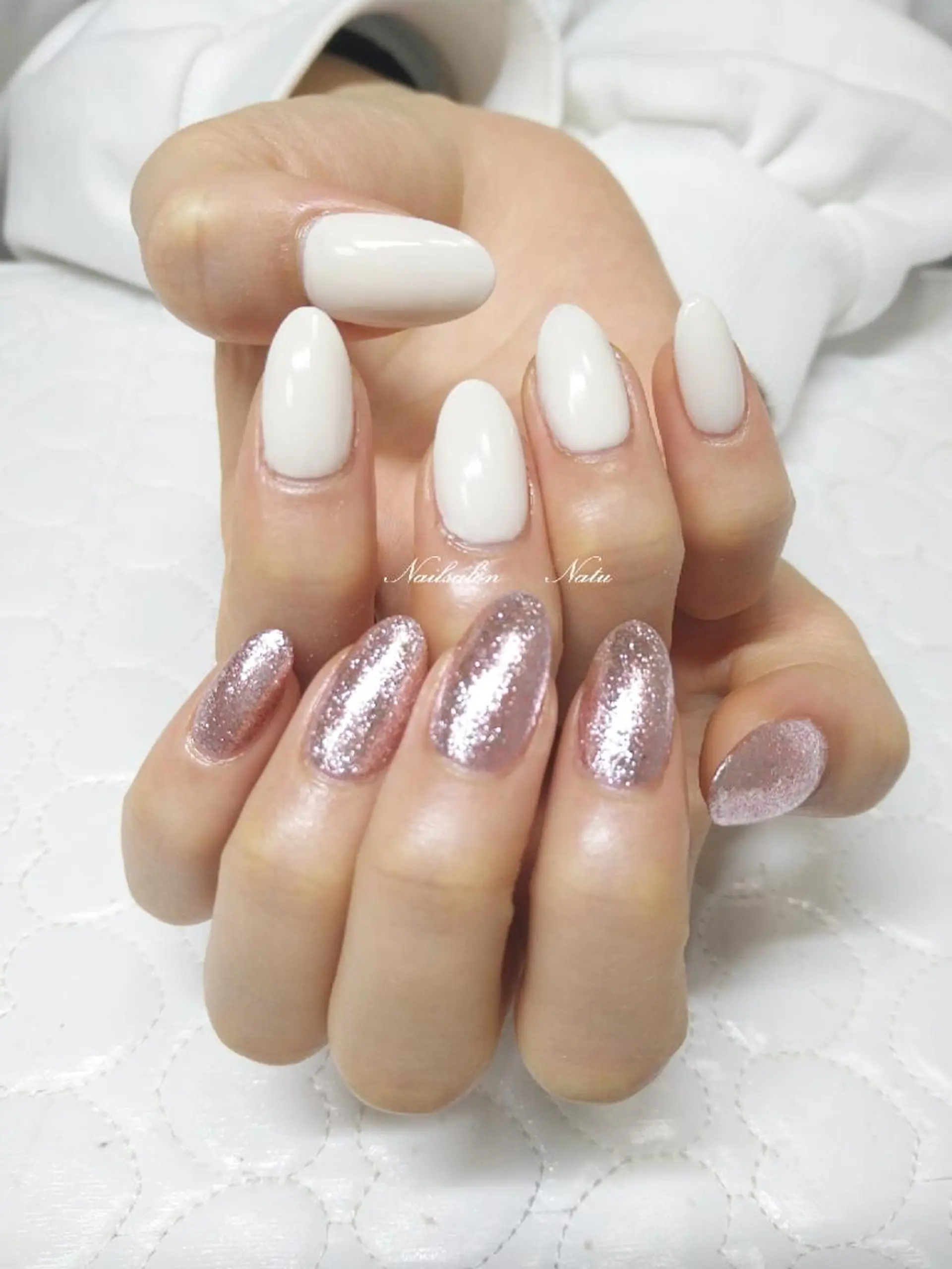 ネイル 長さ出し ラメ(グリッター) ワンカラーネイル ショートネイル nailsalon　 Natuのネイルデザイン