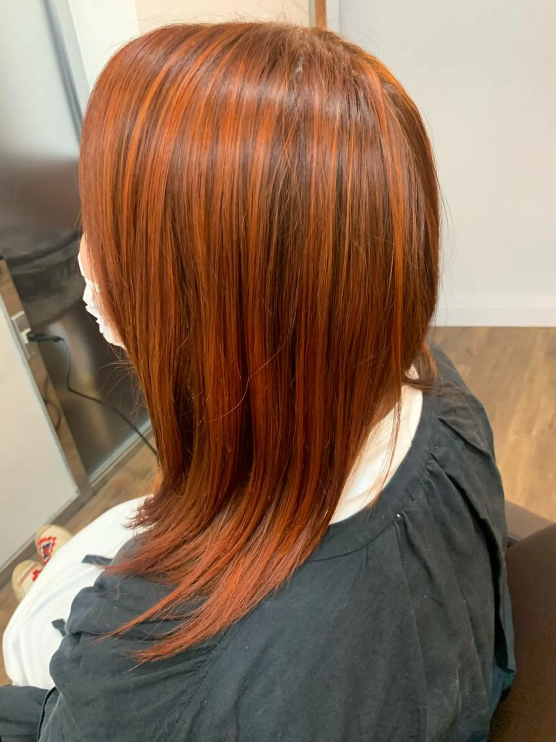 カラー バレイヤージュ ハイライトカラー オレンジ ヘアカラー 溝口 和弘のヘアスタイル