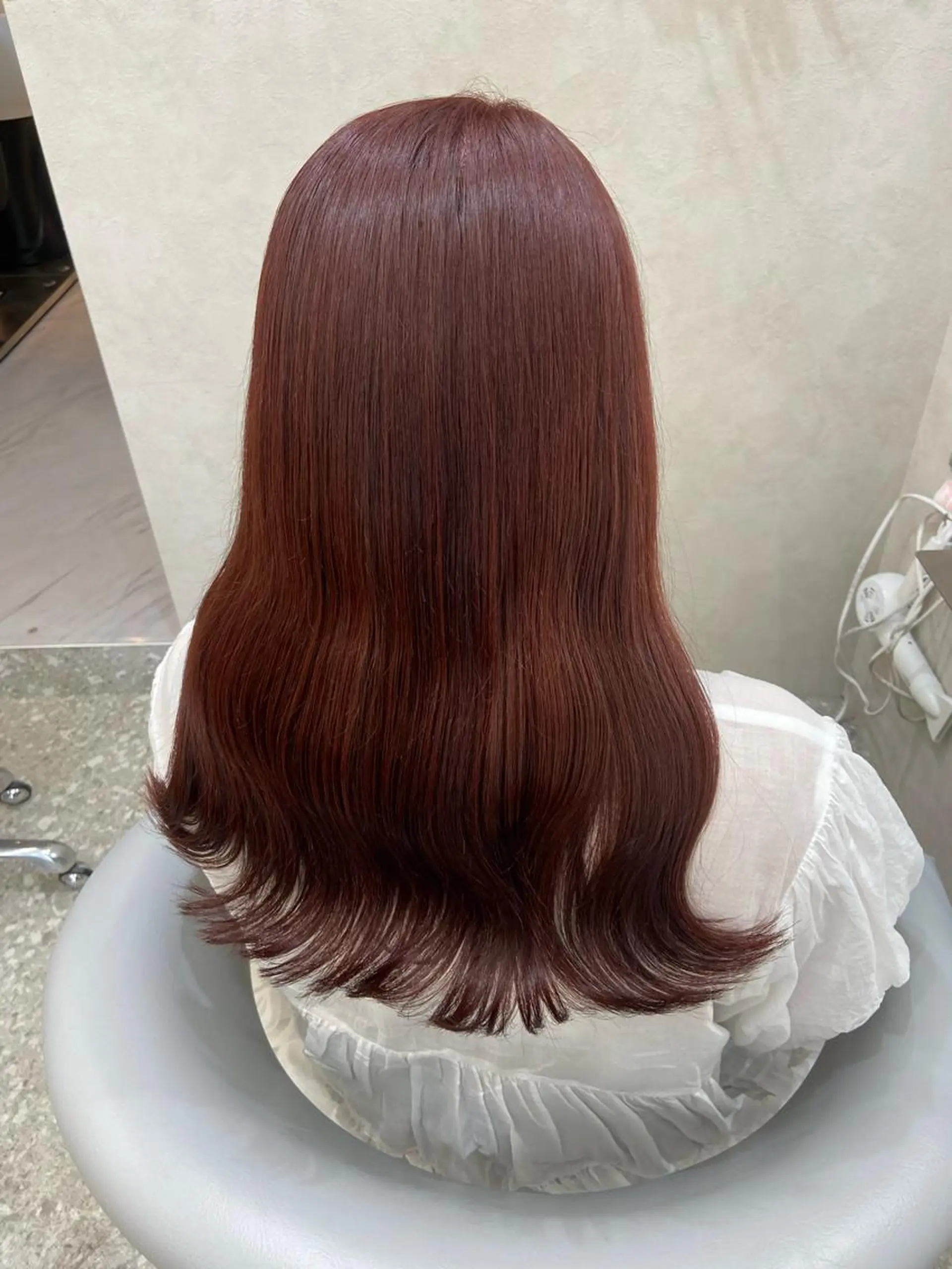 ロング カラー ブリーチ ダブルカラー ブリーチなしカラー レッドカラー 韓国風ヘア 新宿/韓国ヘア 中明度カラー/かやのヘアスタイル