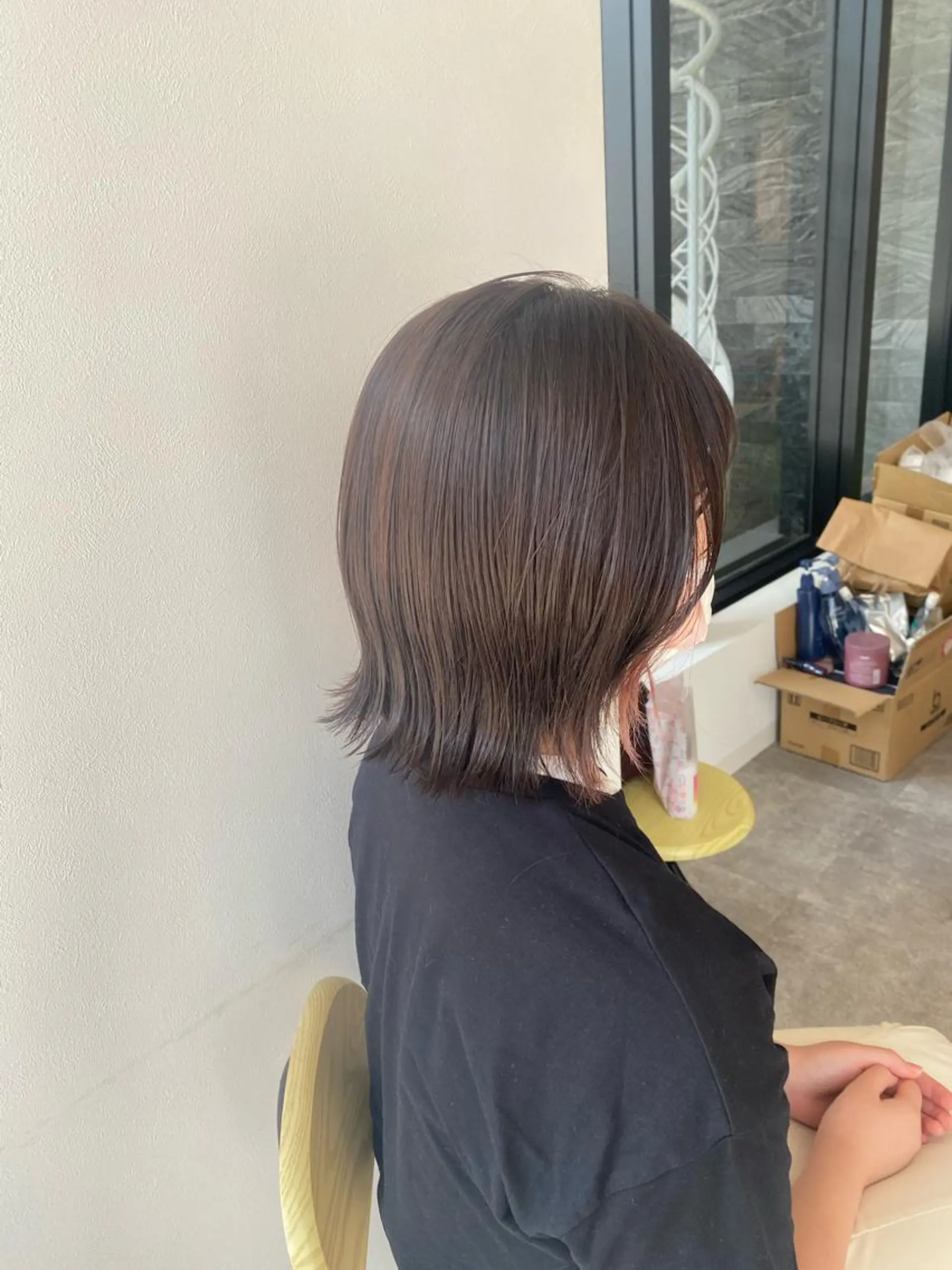 ミディアム カラー 切りっぱなしボブ イヤリングカラー ボブ カット ヘアカラー オスズ 🎀´-のヘアスタイル