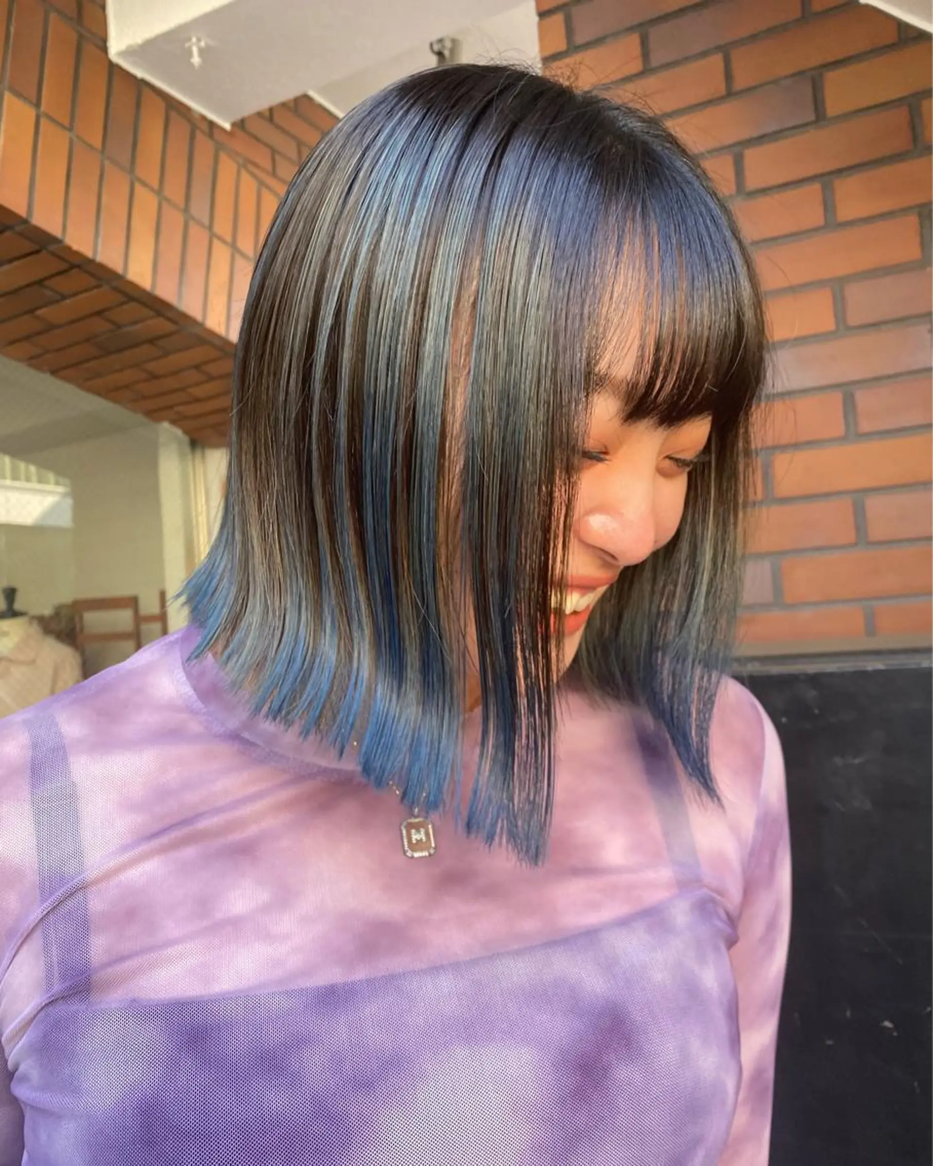 ミディアム カラー バレイヤージュ レイヤーカット COALL nex the salon所属・Riria✨ 透明感カラーのヘアスタイル