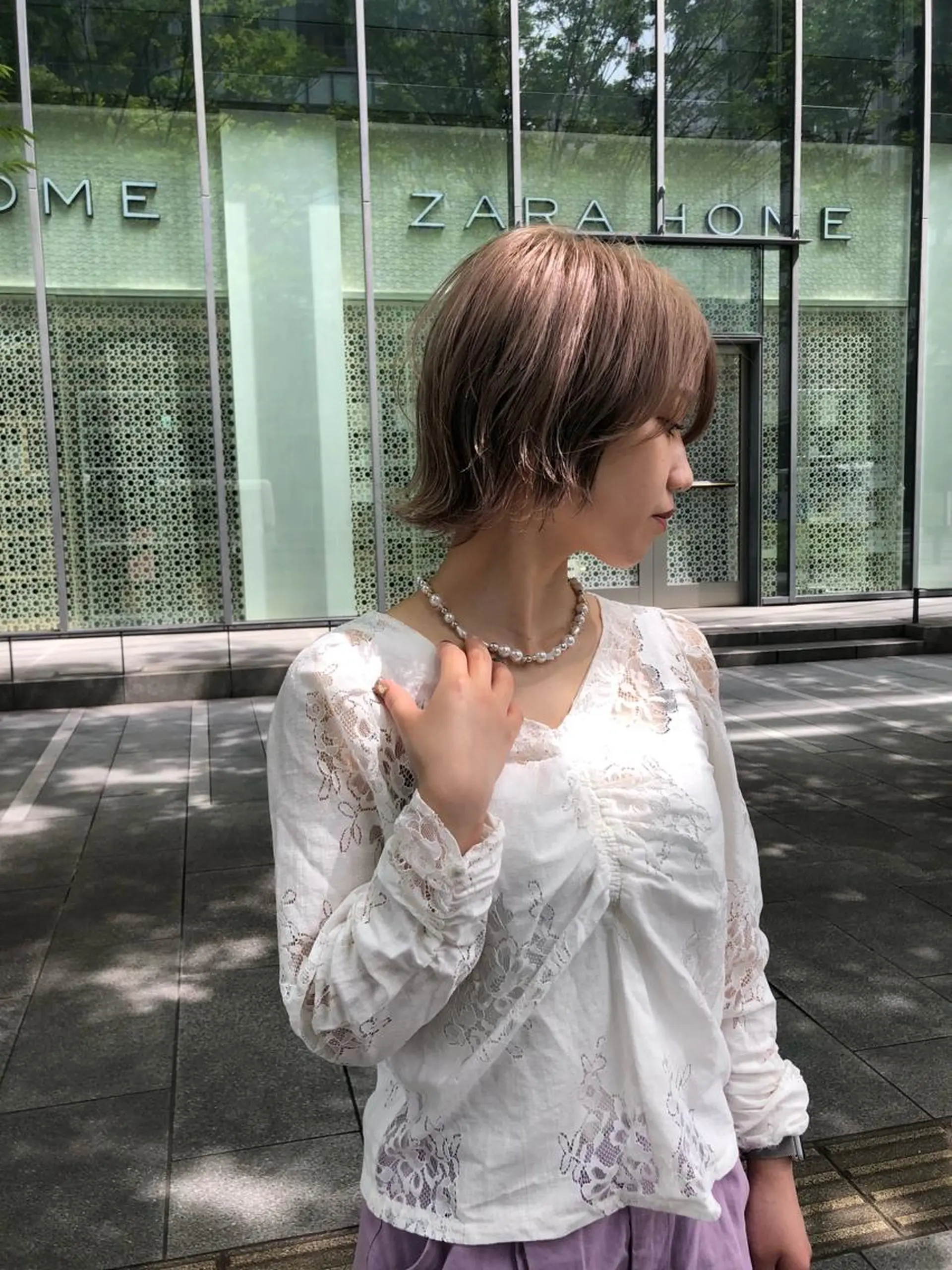 ショート カラー ベージュカラー ピンクカラー ピンクベージュ GIEN 末吉 海斗のヘアスタイル