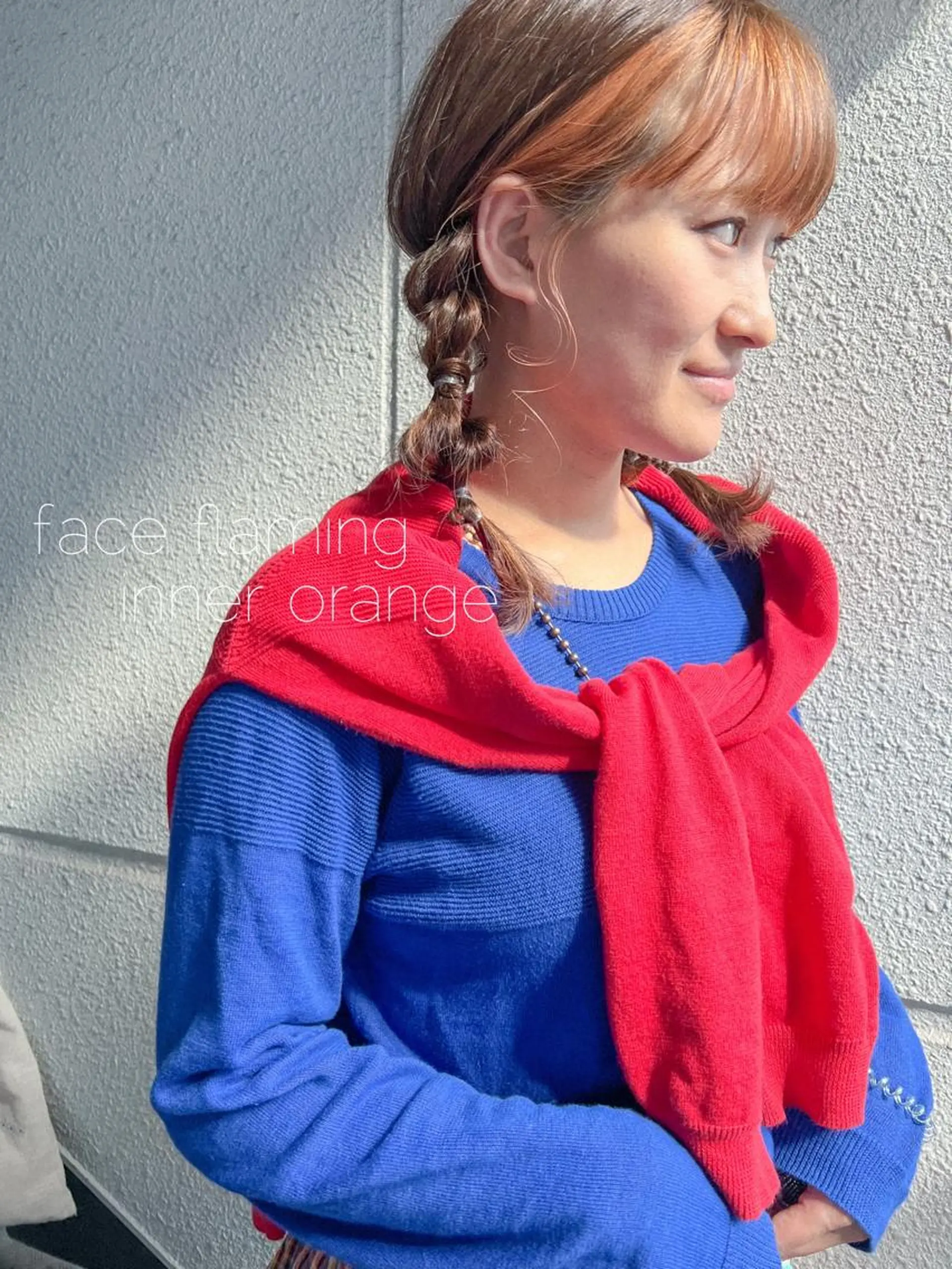 セミロング カラー ヘアアレンジ ベージュカラー インナーカラー オレンジ オレンジベージュ カラーパティシエ facce🌼ikoのヘアスタイル