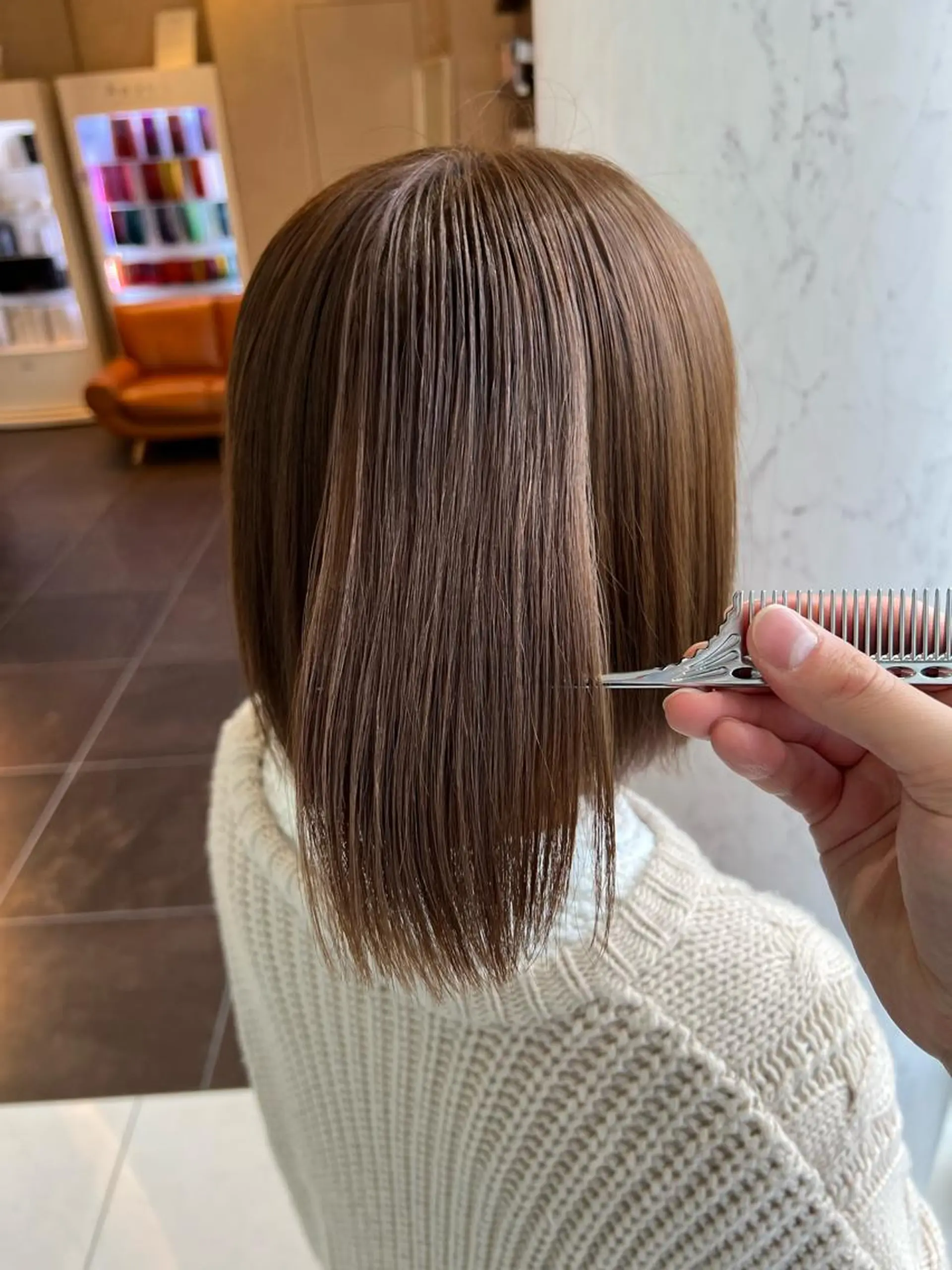 ミディアム カット トリートメント 福岡縮毛矯正✨️ ストレート 向井和輝のヘアスタイル