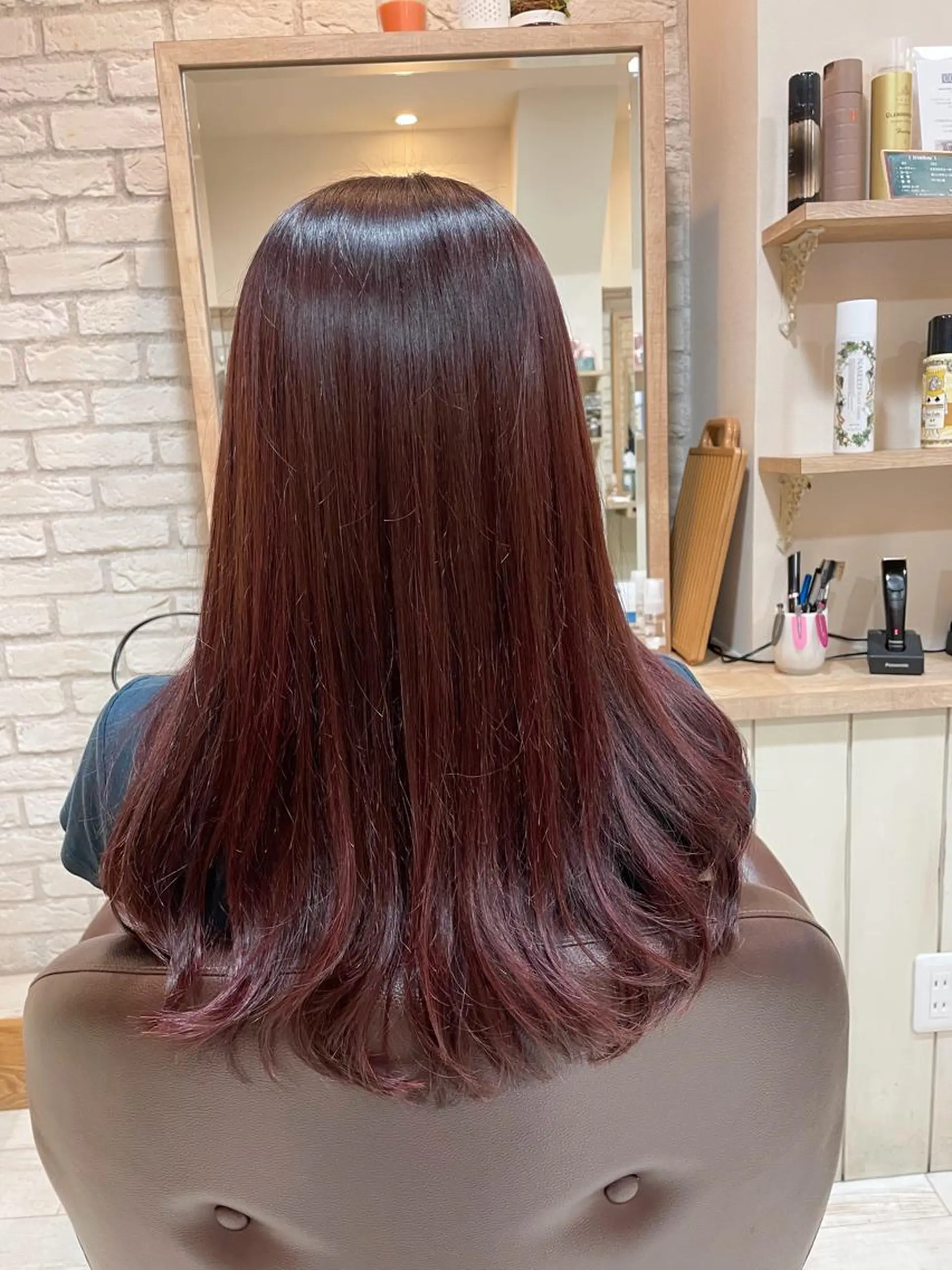 ロング カラー ハイライトカラー ピンクカラー ローズカラー ハイライト カット ヘアカラー トリートメント 清水 有実子のヘアスタイル