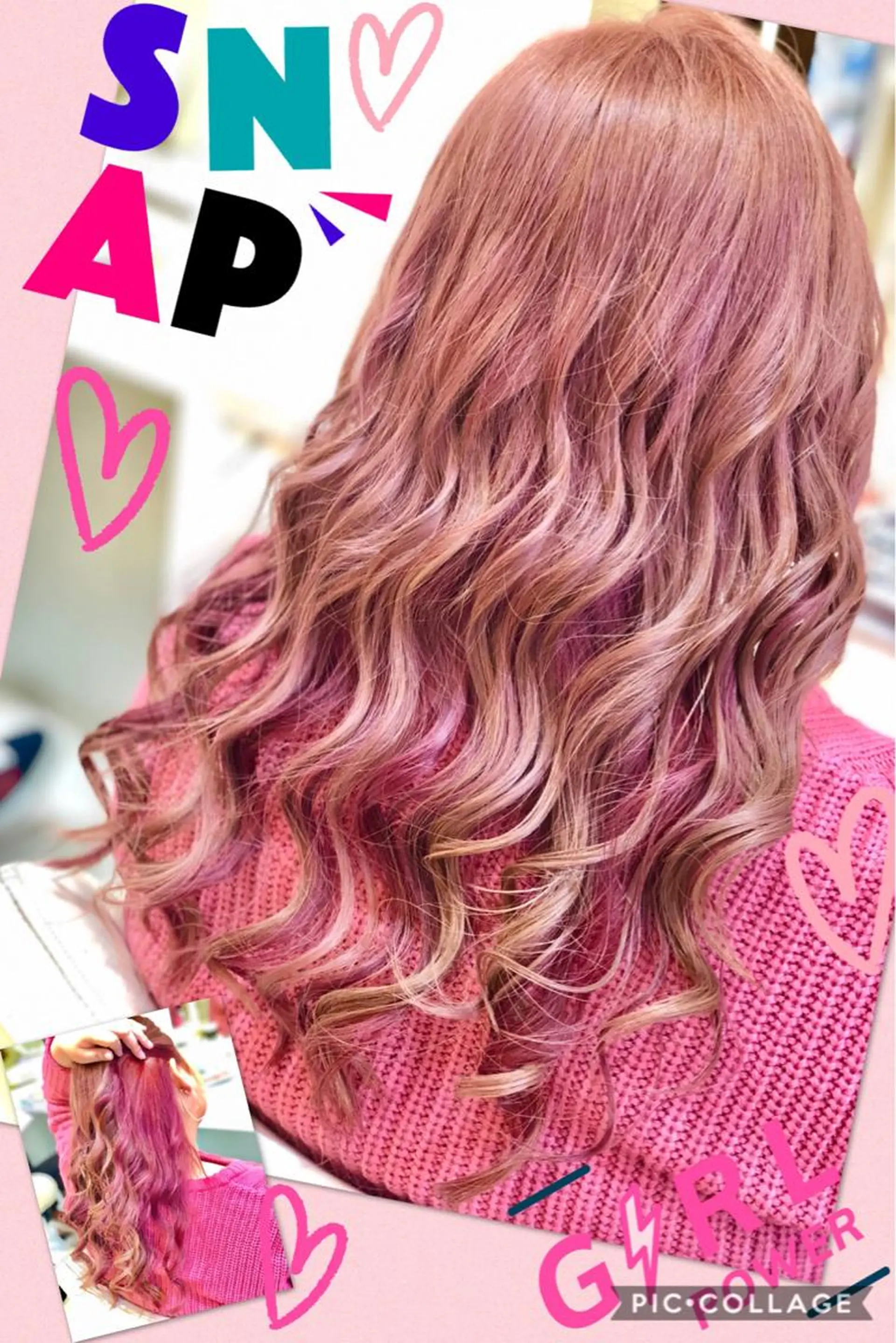 ロング カラー ヘアアレンジ ブリーチ ケアブリーチ イルミナカラー ピンクカラー 永島 桜のヘアスタイル