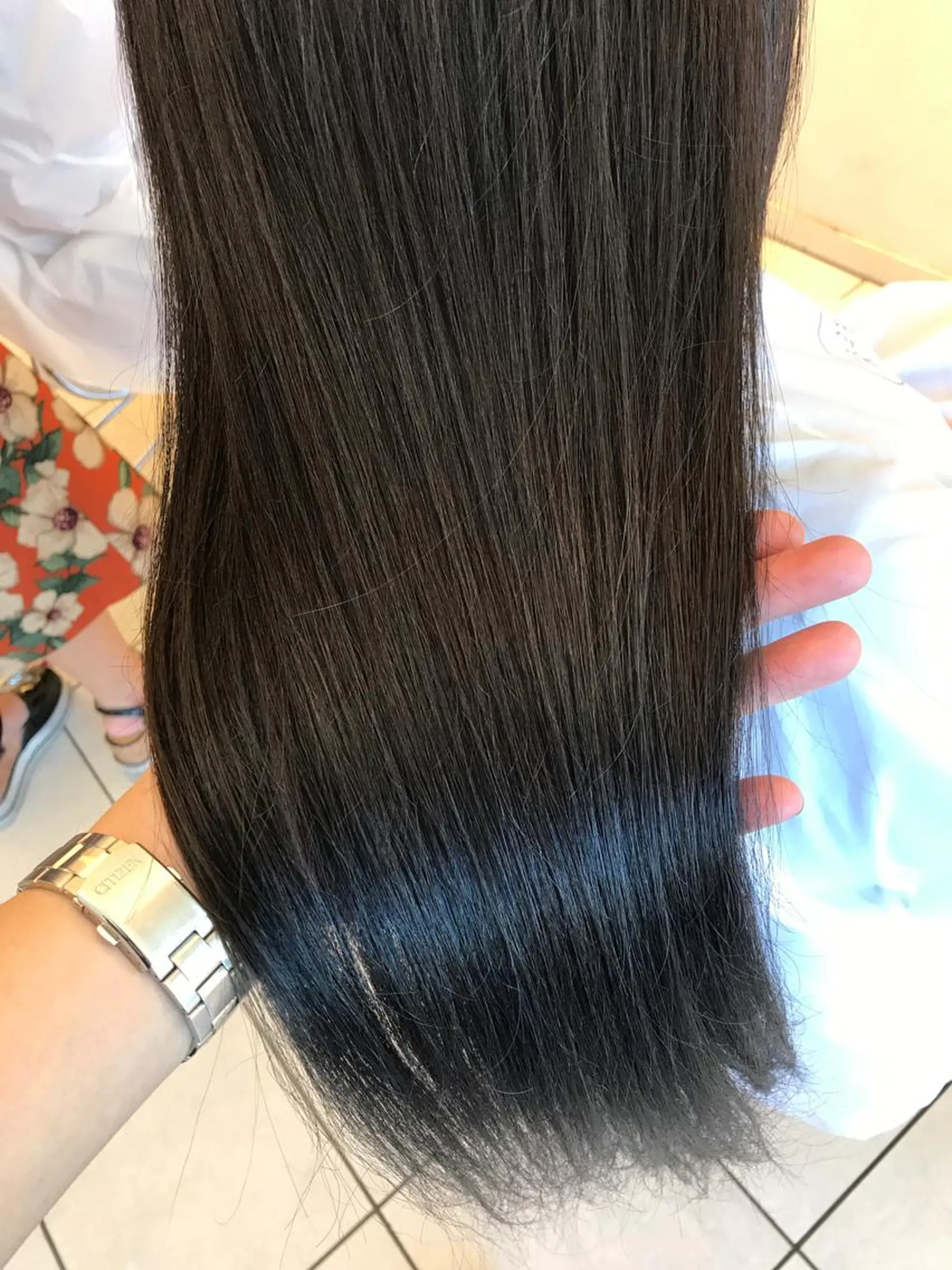 ロング カラー 黒髪 ブリーチ ブルーカラー ブルーブラック ブリーチなしカラー 相武台ショート特化 💐川崎希💐のヘアスタイル