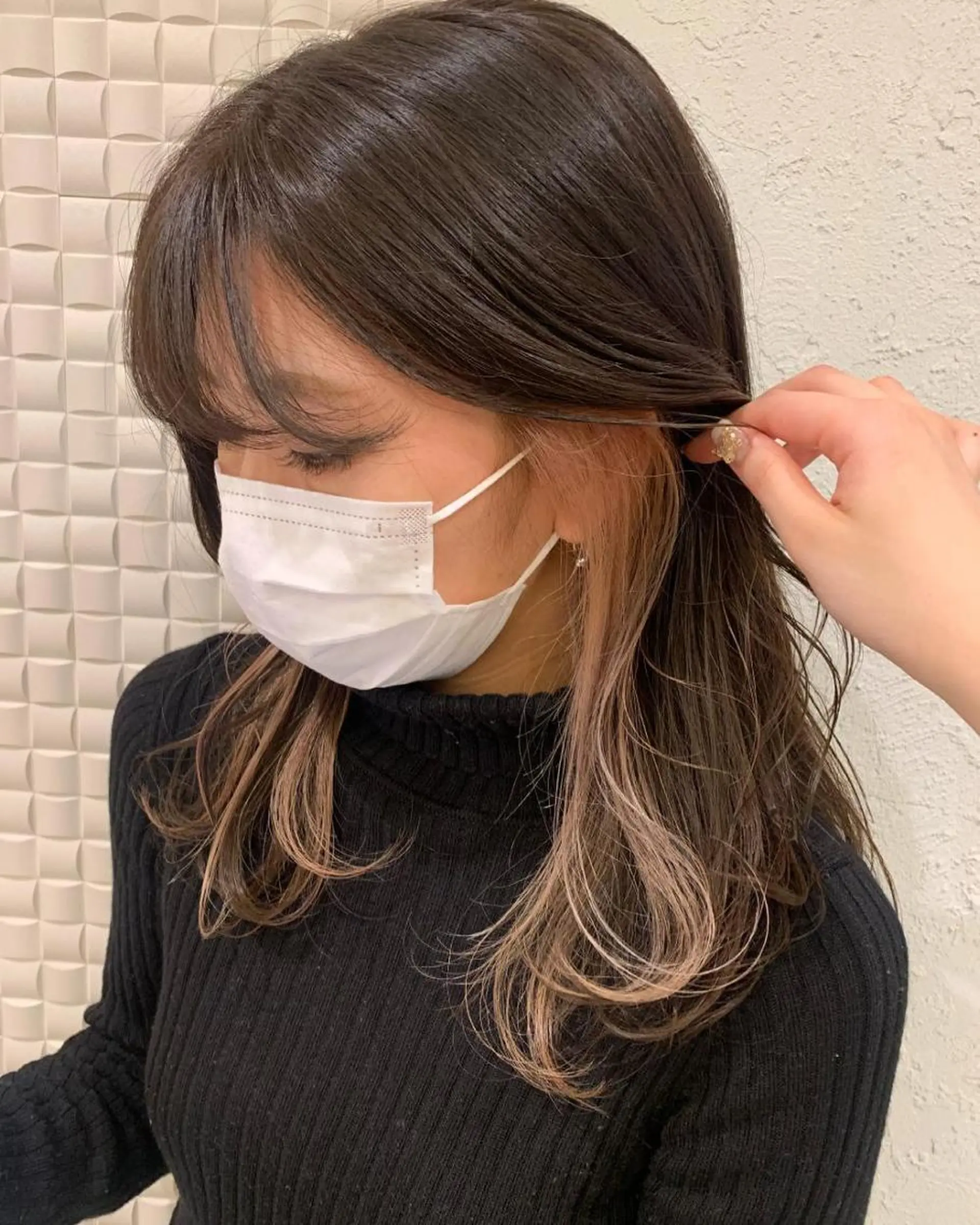 ミディアム カラー シャドールーツ美容師 篠原康太のヘアスタイル