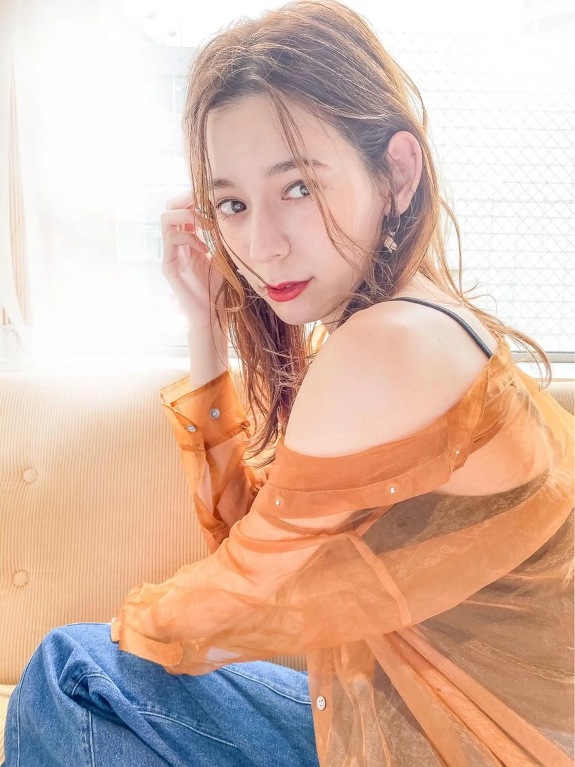 セミロング ヘアカラー トリートメント ヘアセット IVE所属・ブリーチなし🤍 渋谷／原島杏奈のヘアスタイル