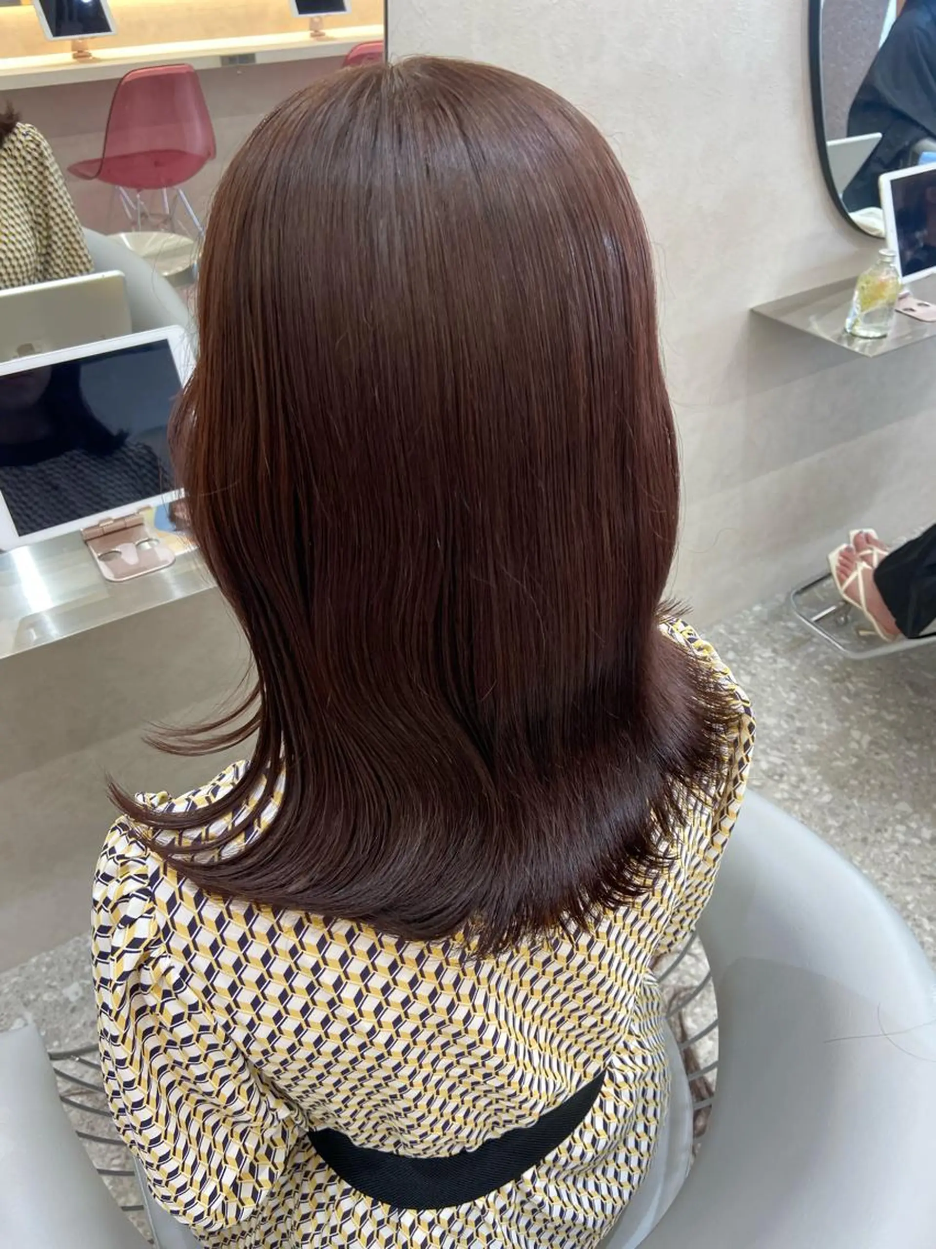 ミディアム カラー ベージュカラー ブラウンカラー ピンクカラー ピンクベージュ ピンクブラウン カット ヘアカラー トリートメント 新宿/韓国ヘア 中明度カラー/かやのヘアスタイル