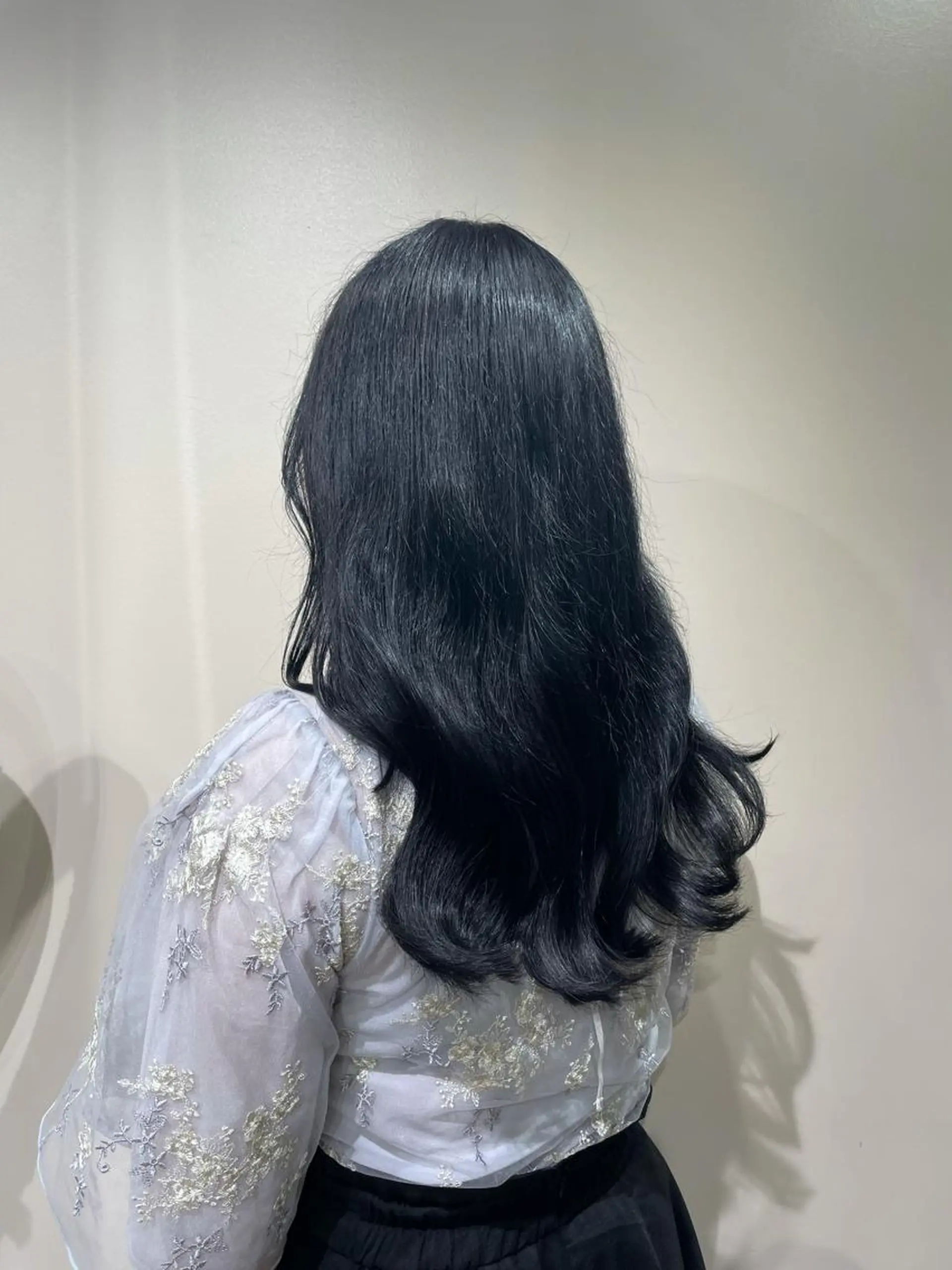 ロング カラー 黒髪 ブルーカラー ブルーブラック ヨシンモリ 韓国風ヘア 🦋美髪／エクステ 🦋アベイクミのヘアスタイル