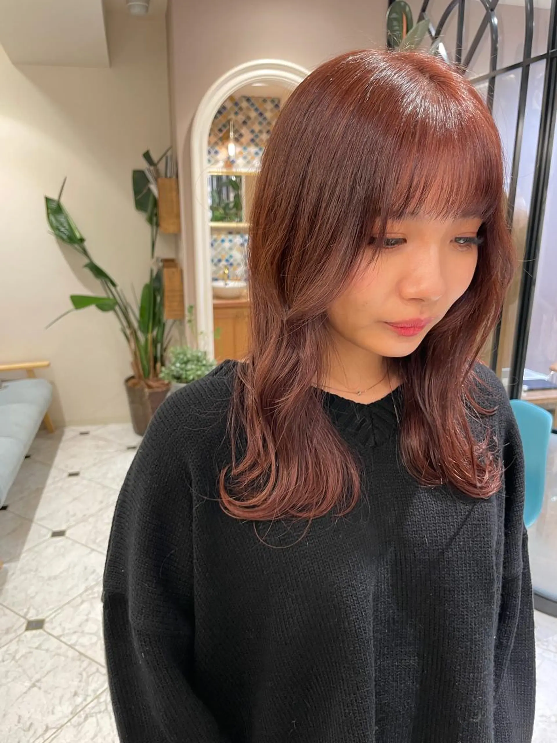ミディアム カラー カット 縮毛矯正 トリートメント レイヤー/韓国ヘア 縮毛矯正🫧鈴木颯のヘアスタイル