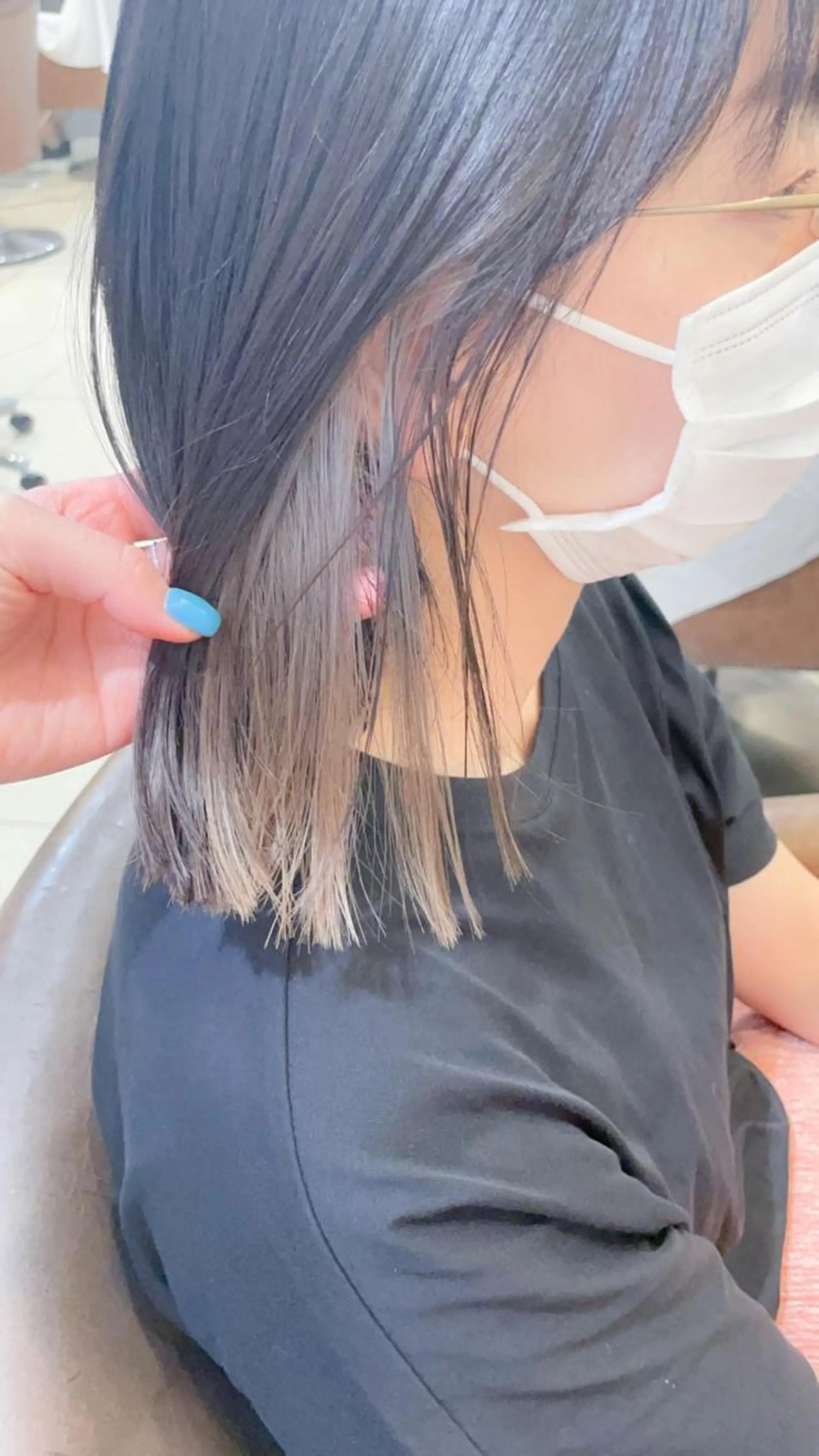 ミディアム カラー 切りっぱなしボブ グレージュ インナーカラー ボブ ヘアカラー ✨カラー支持No.1 🧸ワキ カナコ🧸のヘアスタイル