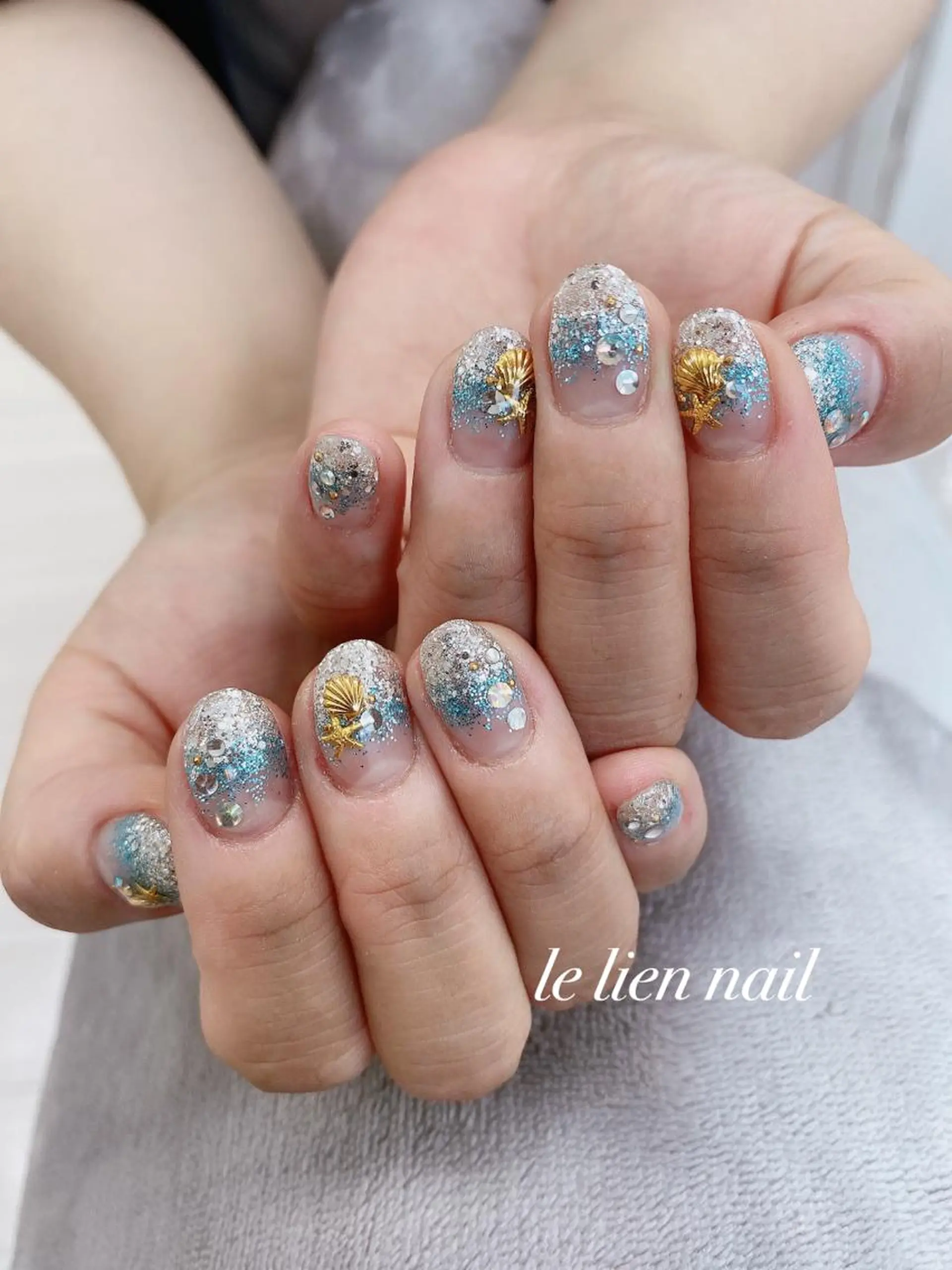 ネイル グラデーション ラメ(グリッター) ラメグラデーション 持ち込み le lien nailのネイルデザイン