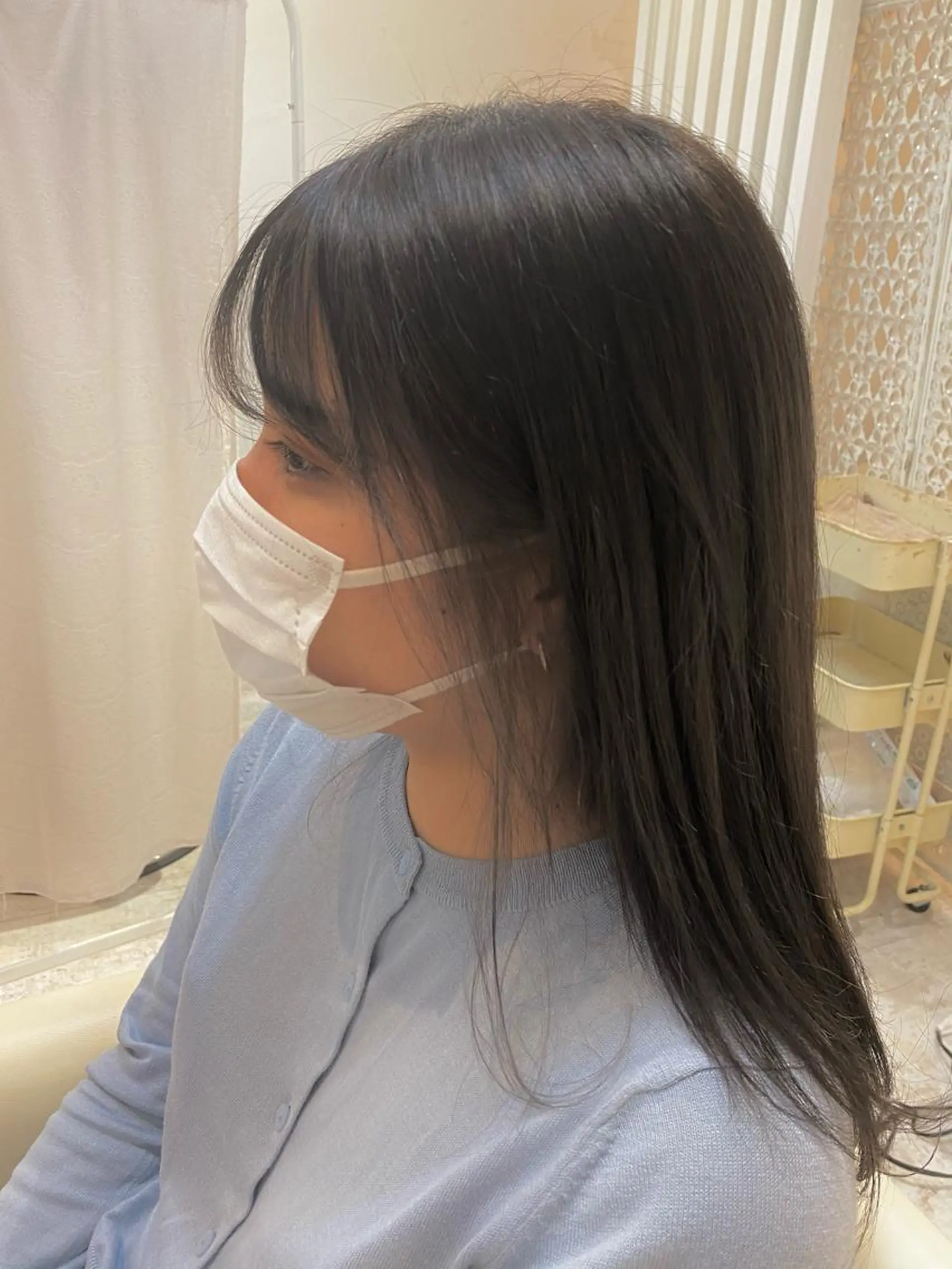 ミディアム カラー 透明感カラー 髪質改善 縮毛矯正 トリートメント ブリーチなしWカラー /酸性ストレート河本のヘアスタイル