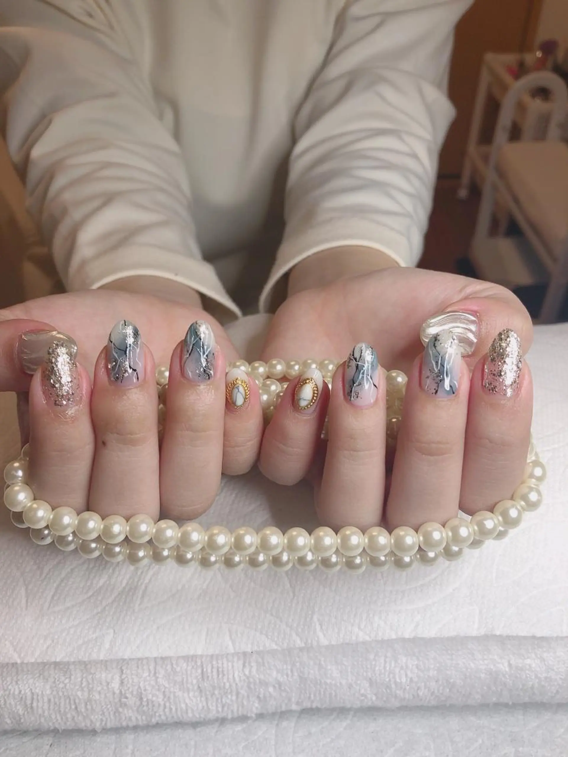 セミロング ネイル ハンドネイル 長さ出し専門 nynaのネイルデザイン