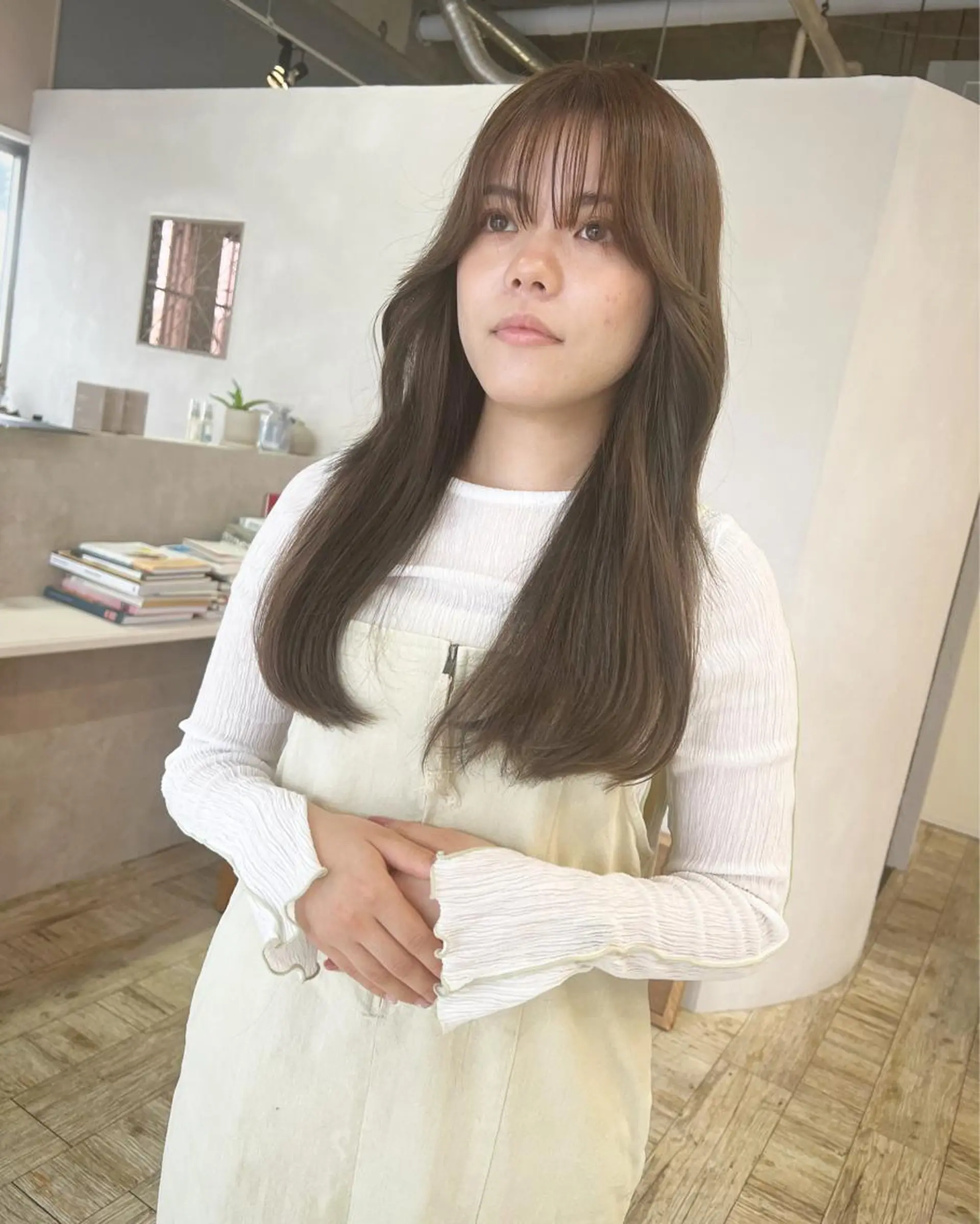 ロング カラー 顔まわりレイヤー 顔周りカット レイヤーカット テトネ タカシのヘアスタイル