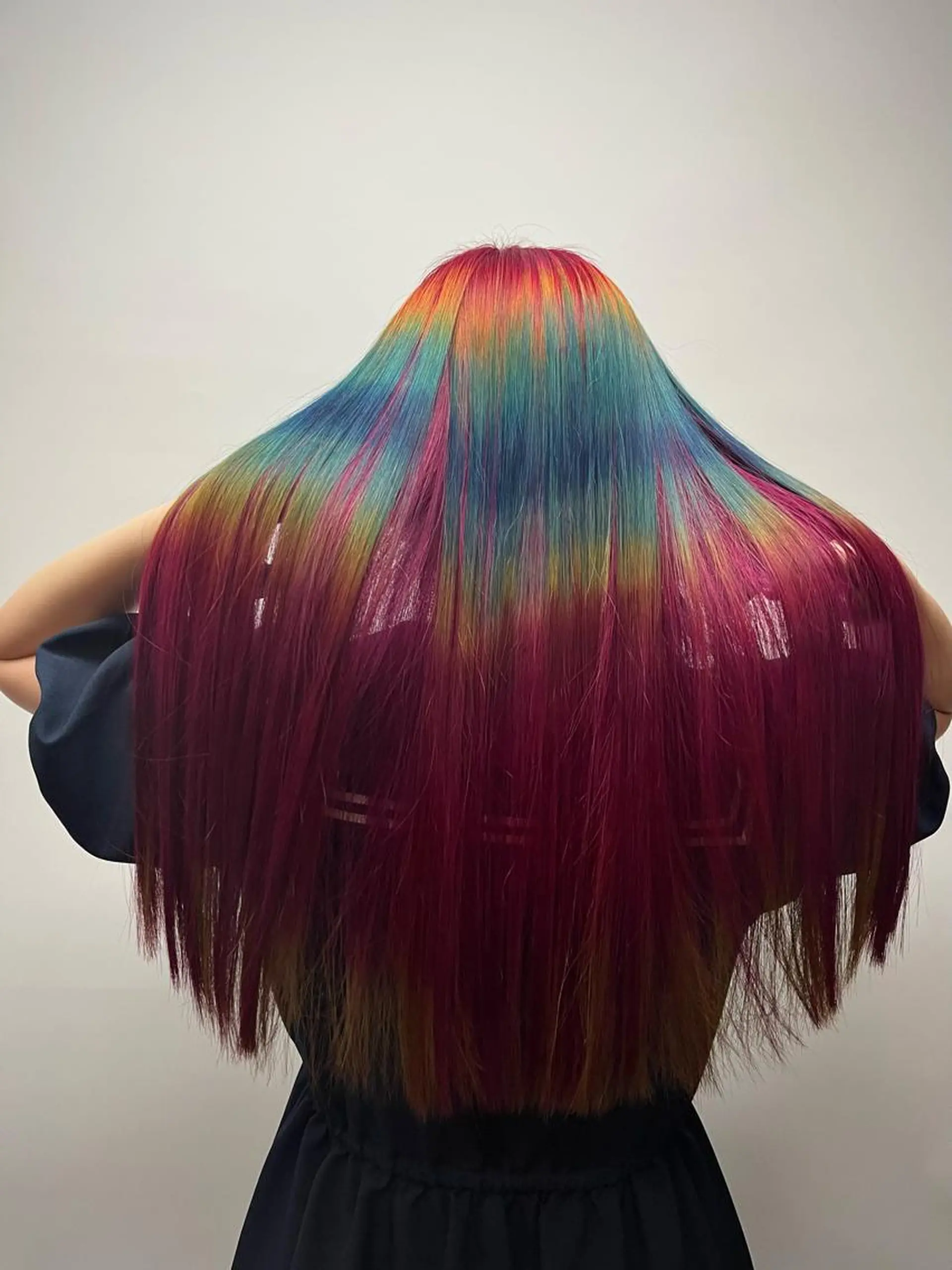 セミロング セミロングパーマ ハイライト レイヤーカット 縮毛矯正 刈り上げ KAH所属・Koichi Satoのヘアスタイル