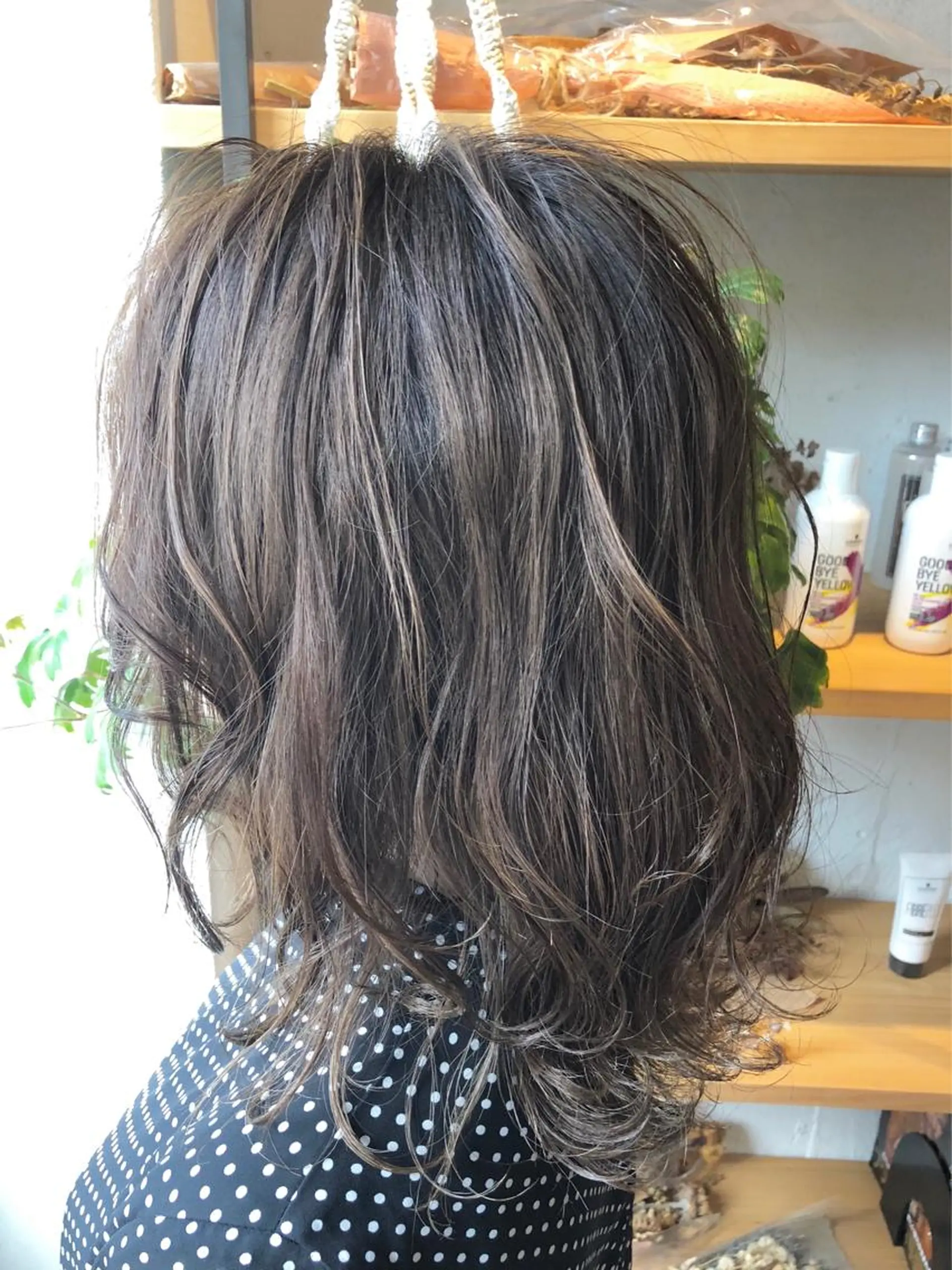 ミディアム アッシュ ハイライト フジサキ ケンのヘアスタイル