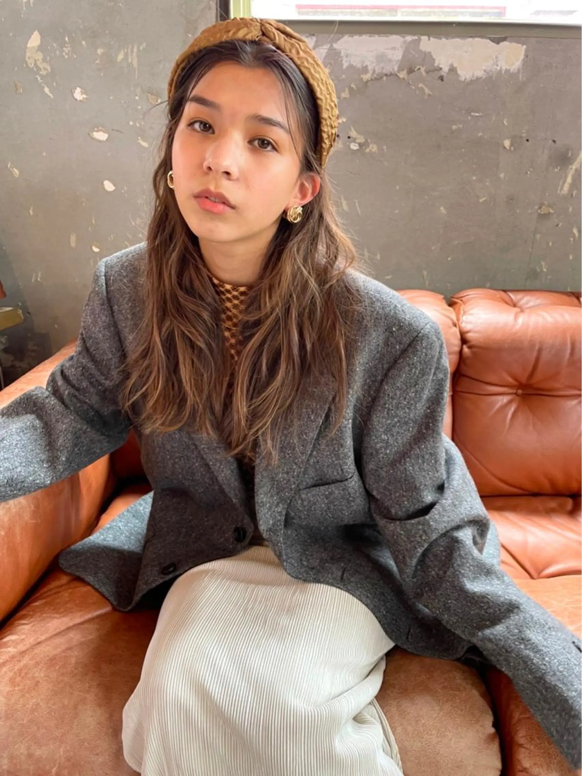 ロング カラー 🩰オリーブ/ ベージュ松本咲花🩰のヘアスタイル