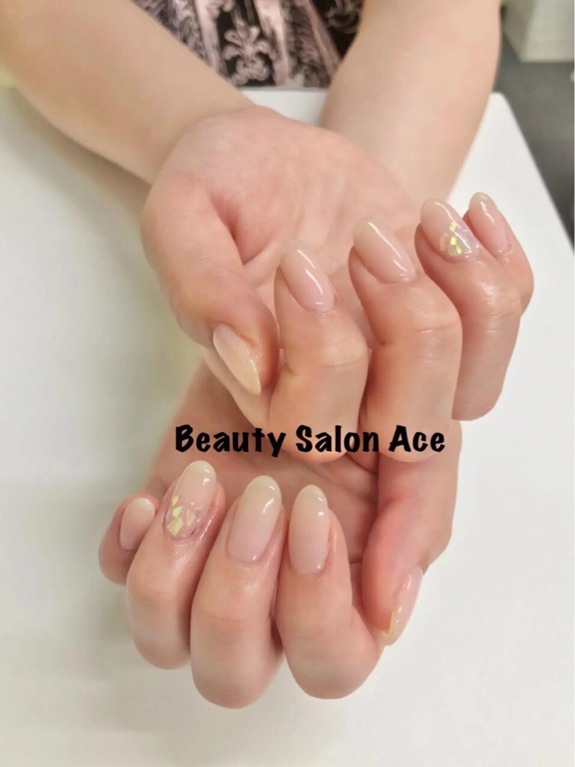 ネイル オーロラネイル ピンク シンプルネイル Beauty Salon Ace（ネイルサロン　エース）所属・池袋フィルイン Ace♡長さだしのネイルデザイン