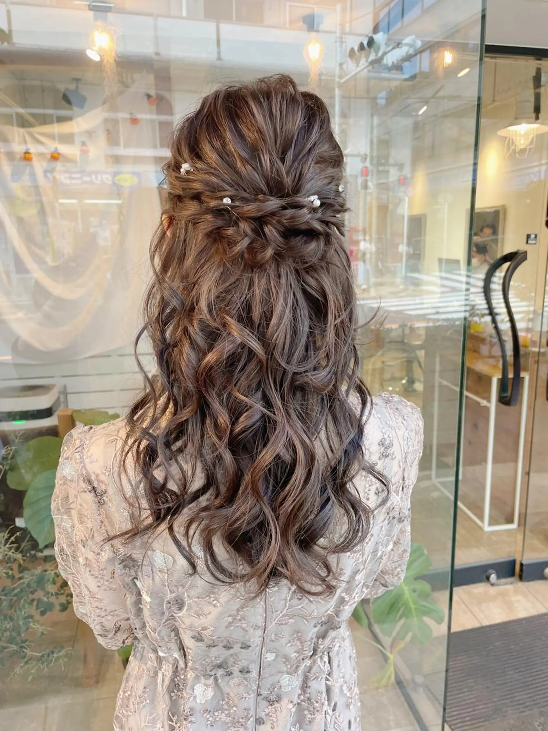 ロング ヘアアレンジ ハーフアップ ヘアセット ヘアアレンジ にいた　かづしげのヘアスタイル