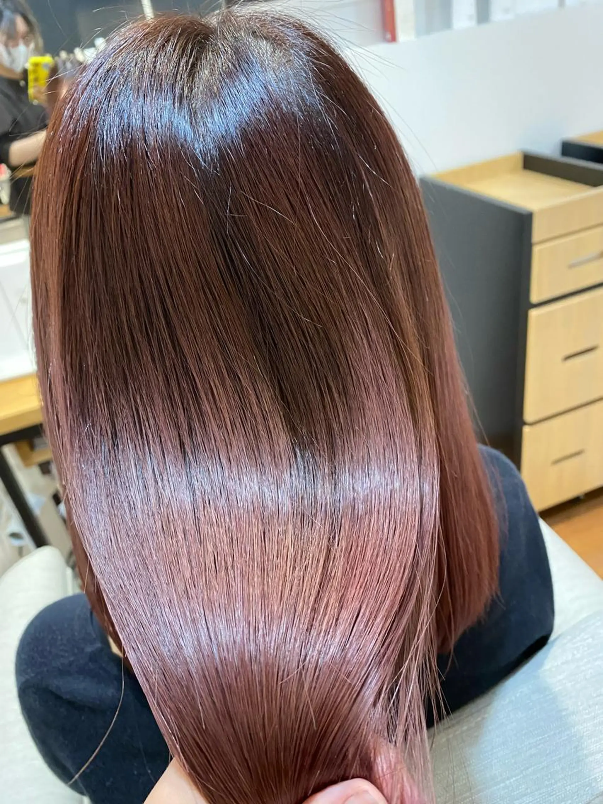 ミディアム カラー ピンクカラー 髪質改善 トリートメント 髪質改善ANEW4F ながしまのヘアスタイル