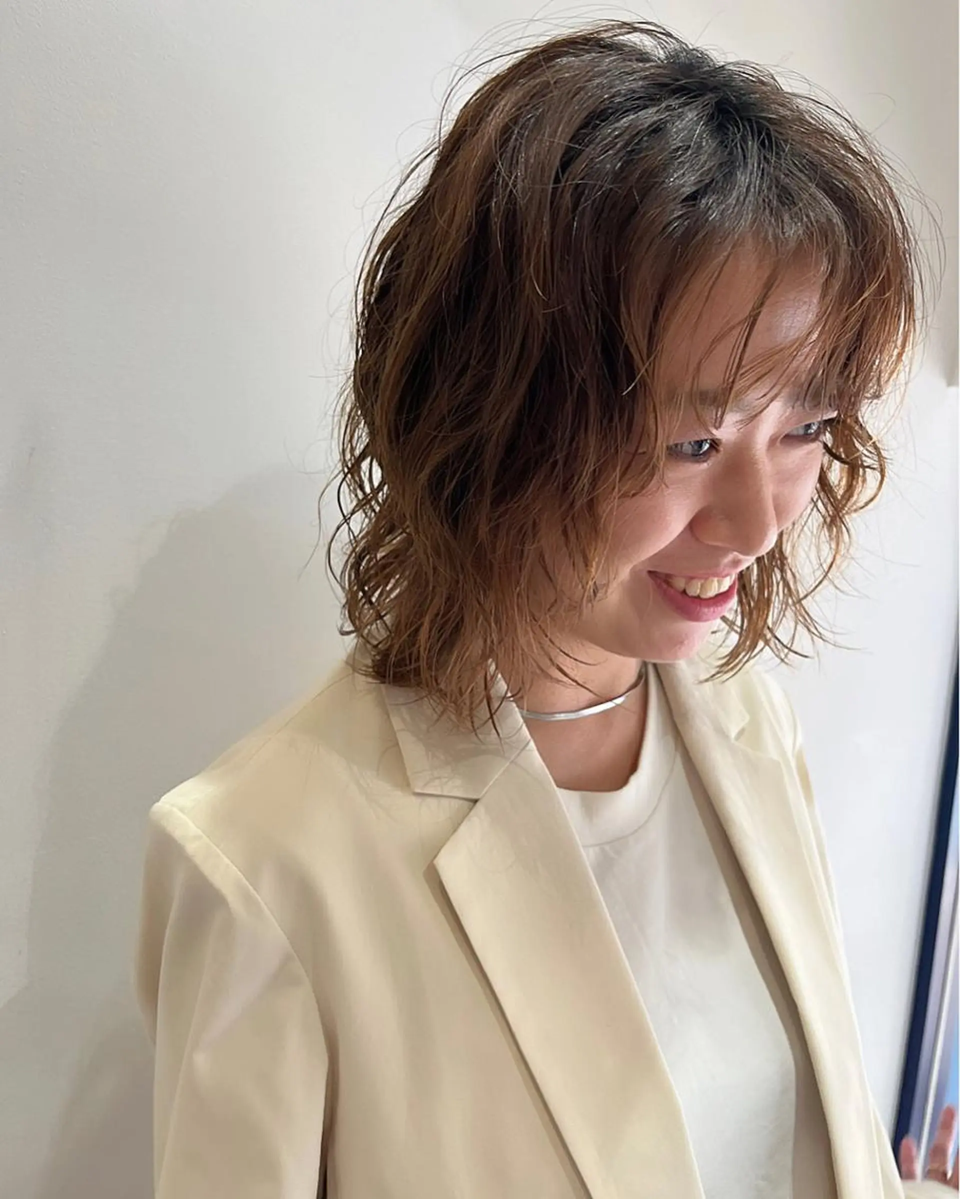 ミディアム カラー パーマ ニュアンスヘア☆樋口 希世☆のヘアスタイル