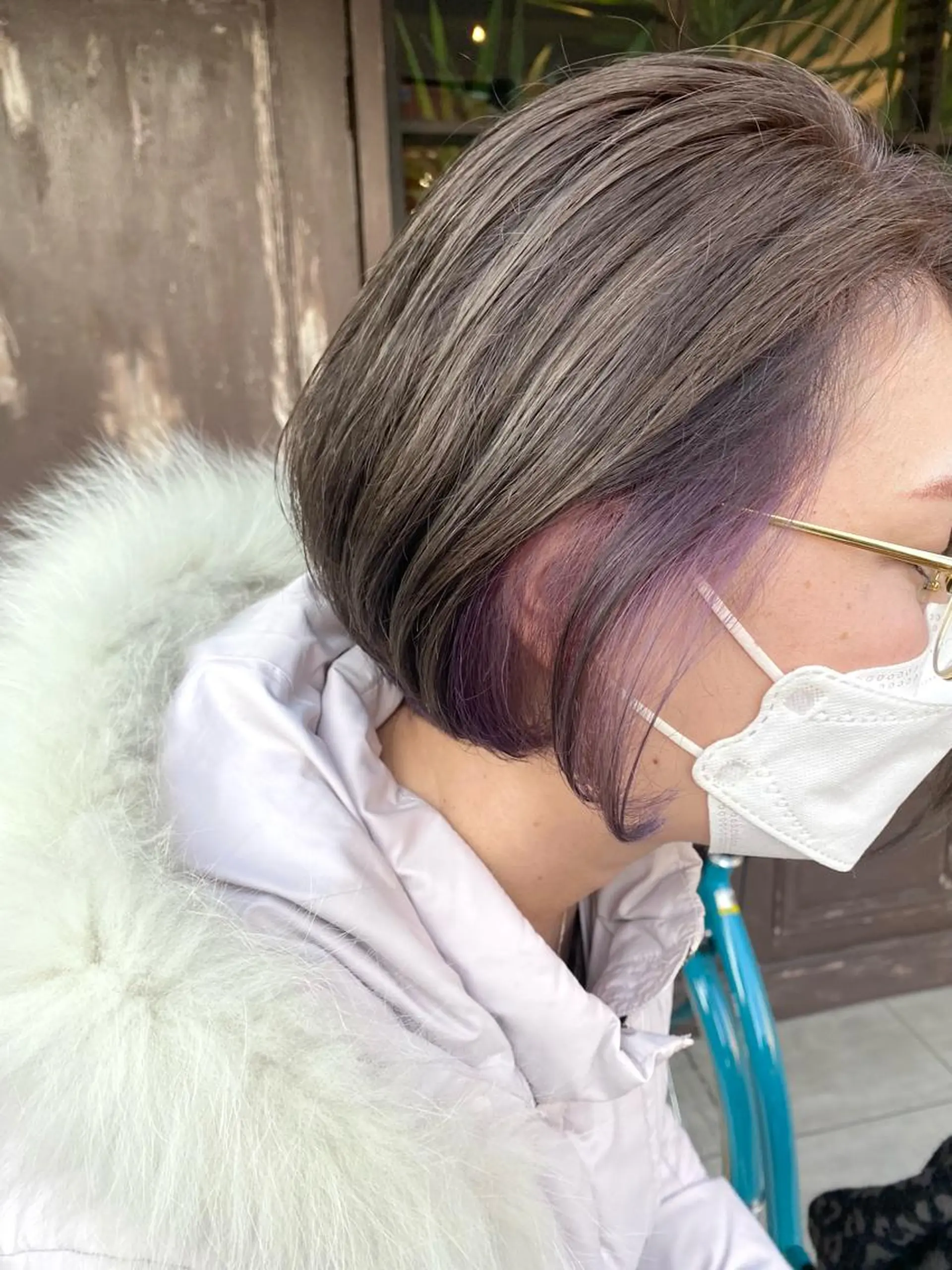 ショート カラー ココアグレージュ グレージュ パープルカラー ヘアカラー 川越 輝梨奈のヘアスタイル