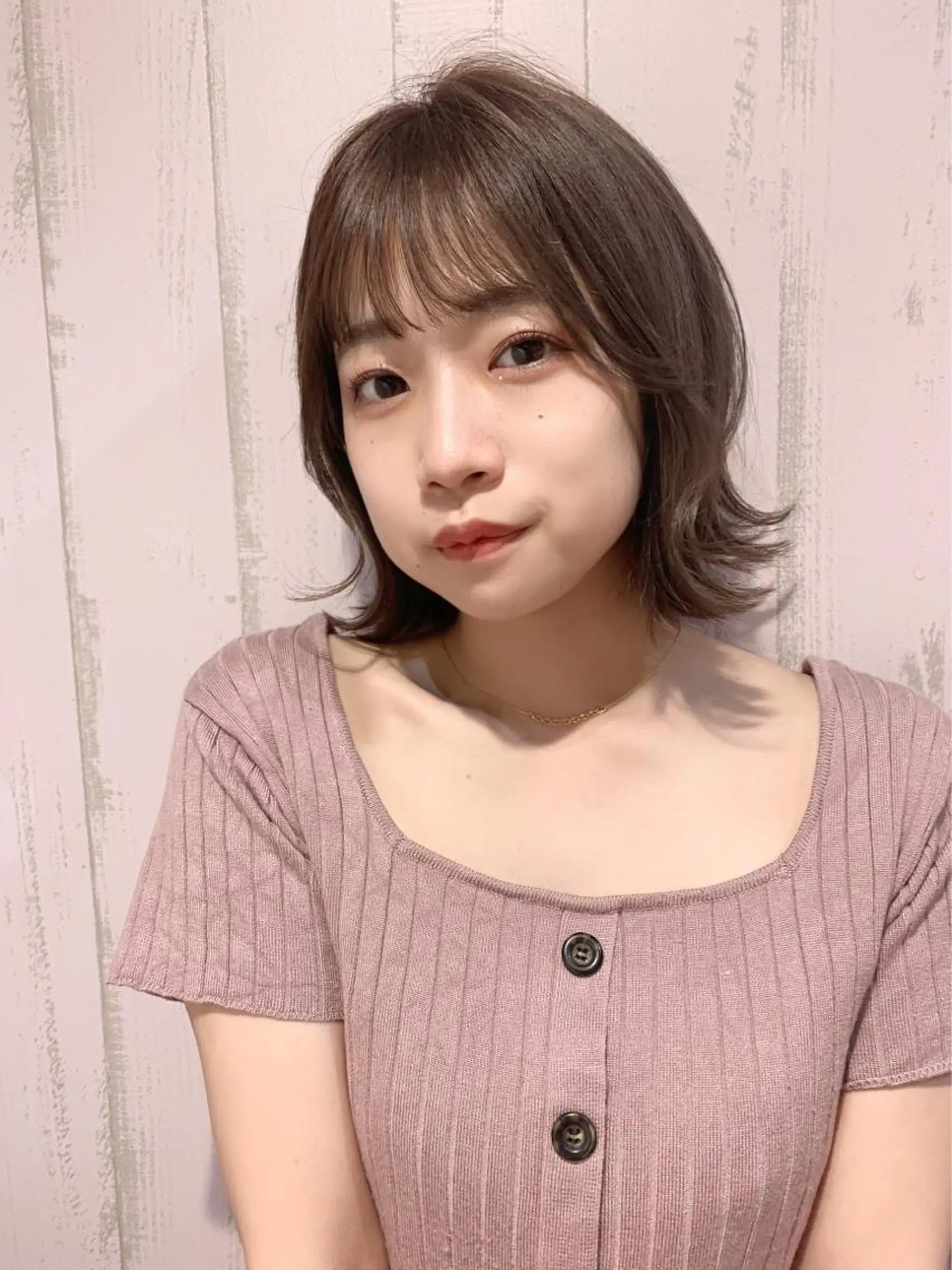 ミディアム カラー ベージュカラー 透明感カラー ボブ くびれヘア 髪質改善カラー☆ ヘアアレンジmiyuのヘアスタイル