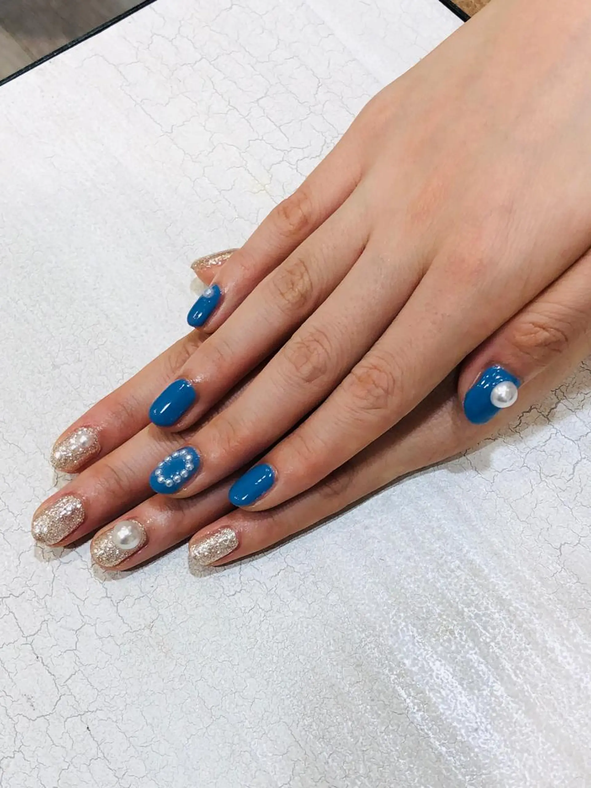 ネイル ブルー ゴールド CITRON NAIL💅練習生のネイルデザイン