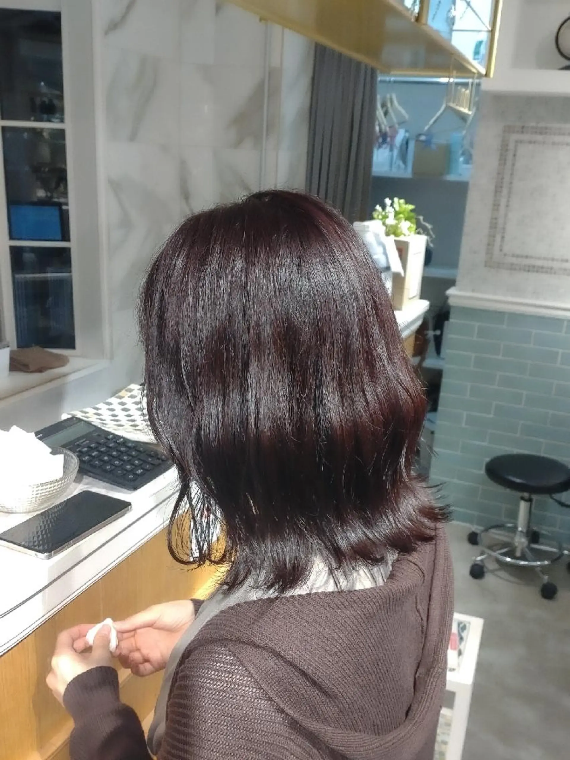 ミディアム ヘアカラー トリートメント 縮毛矯正/レイヤー 💎やまもとちひろのヘアスタイル