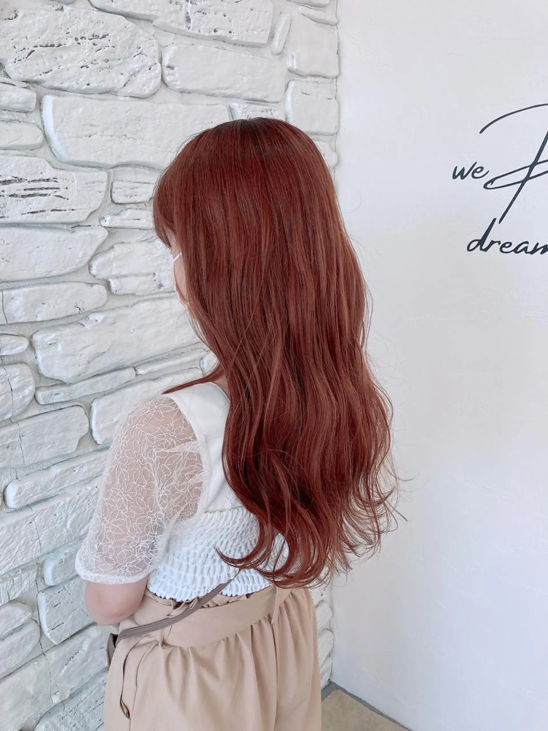 ロング カラー ベージュカラー オレンジ オレンジベージュ 浅岡 のどかのヘアスタイル