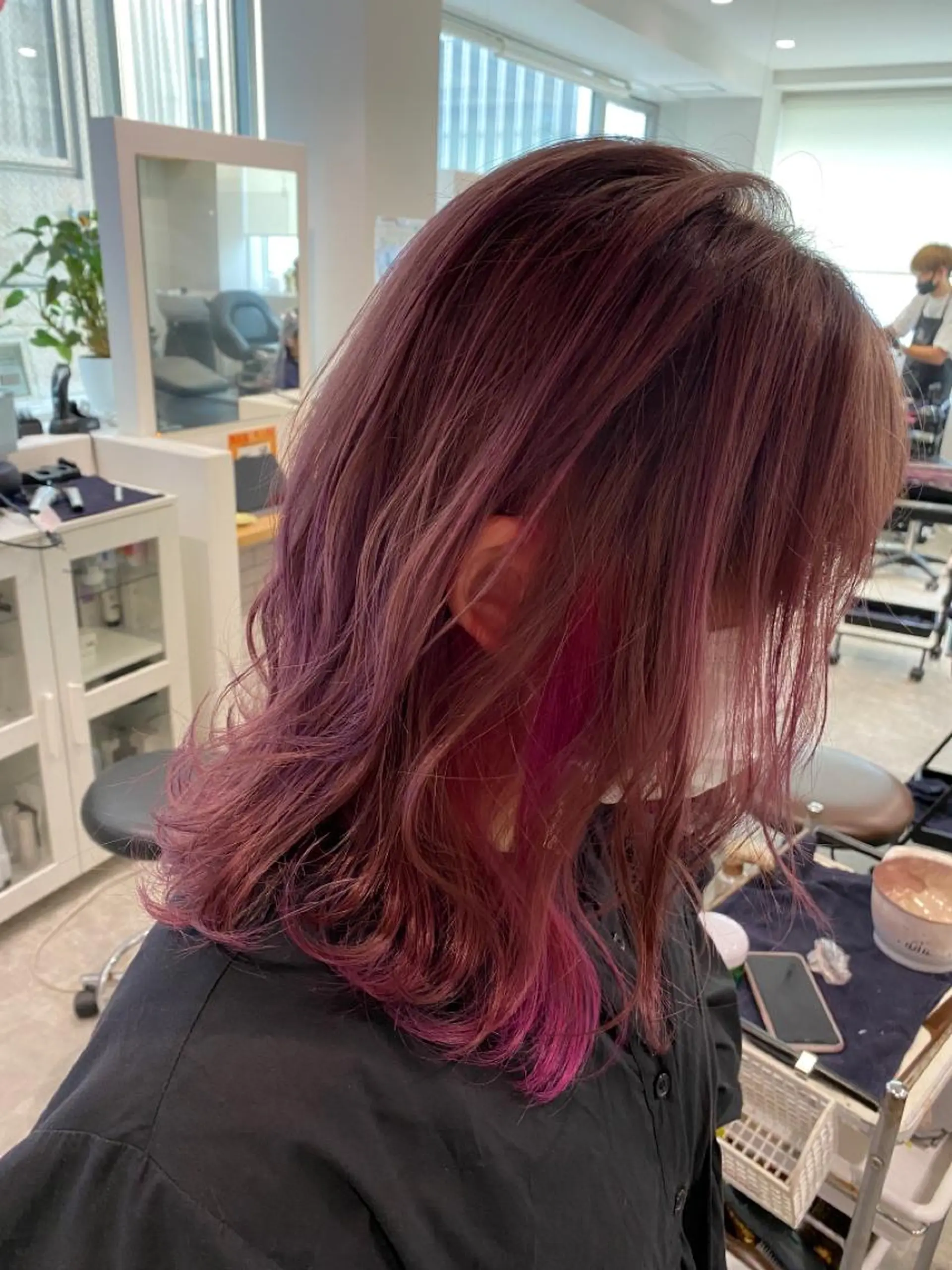 ショート カラー ピンクカラー ヘアカラー JILBLAN京都 ショート/ハイライトのヘアスタイル