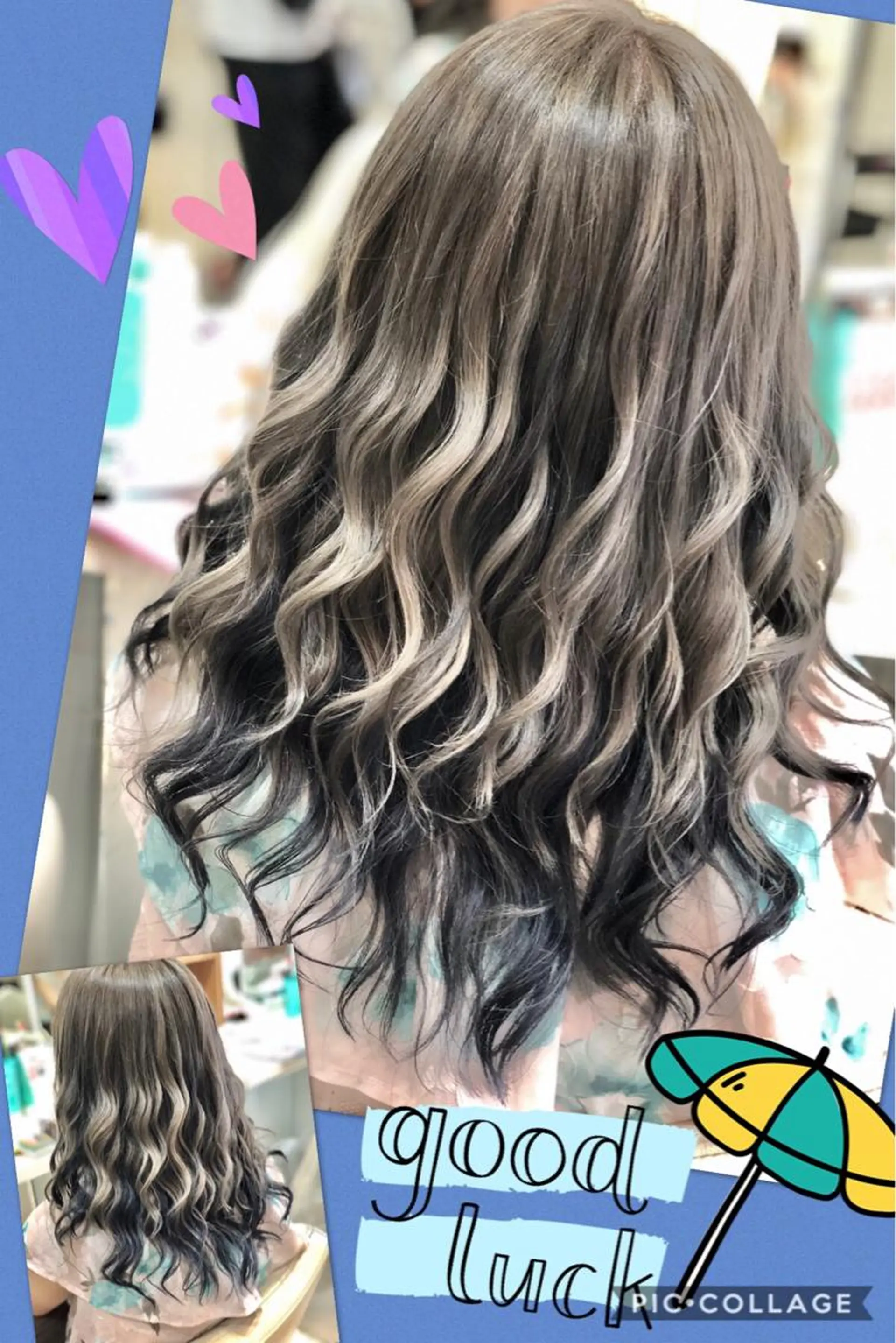 ロング カラー ブリーチ ケアブリーチ グレージュ イルミナカラー ネイビーカラー カット ヘアカラー ヘアセット 永島 桜のヘアスタイル