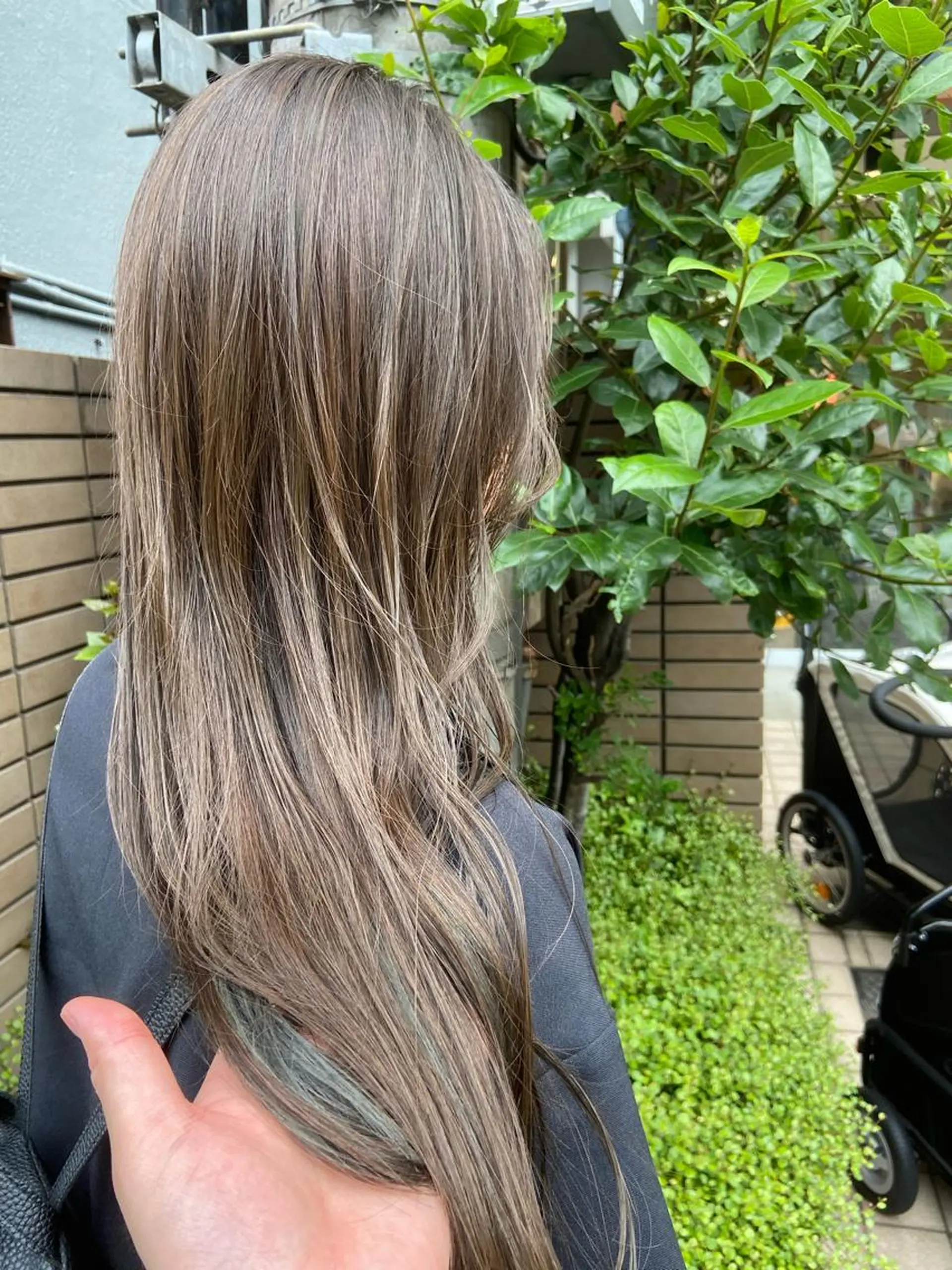 ロング カラー ブリーチ グレージュ ハイトーンカラー オリーブカラー オレンジ ヘアカラー トリートメント 松尾太樹 【pia】福岡美容室のヘアスタイル