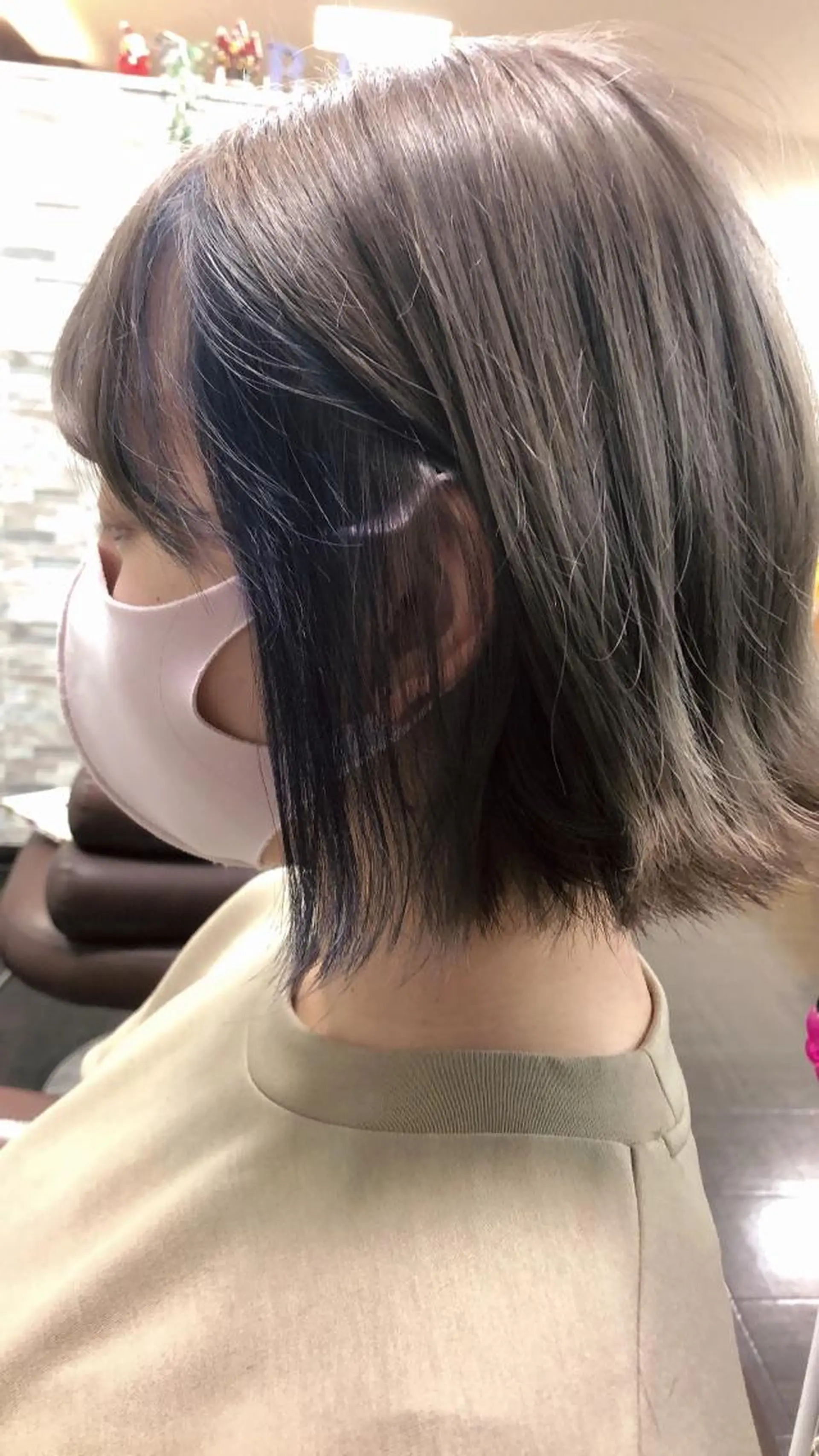 ショート カラー ヘアアレンジ ミストバング ベージュカラー ブルーカラー  フェイスフレーミング フォギーベージュ ALLEN hair 郡山開成店所属・中司 優樹のヘアスタイル