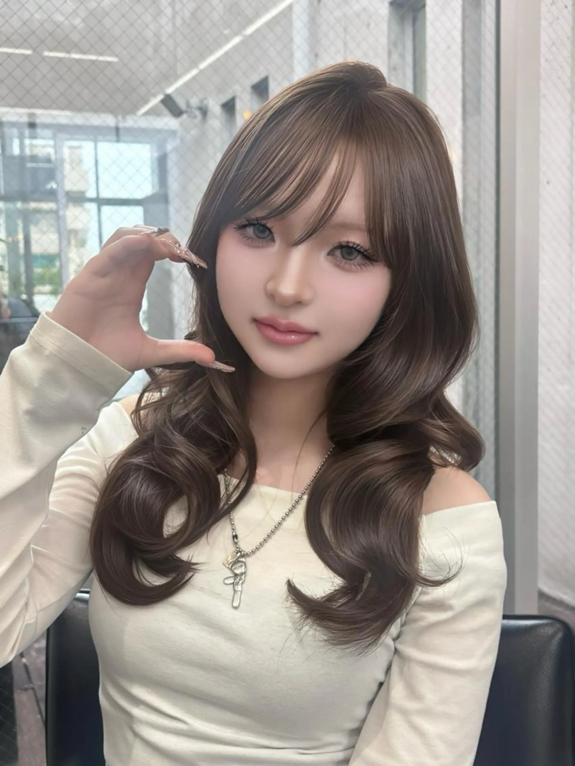 カラー セミロング アッシュ アッシュブラウン ブラウンカラー ダブルカラー ヘアカラー 韓国ヘア💖Wカラー 💖透明感カラー💖のヘアスタイル