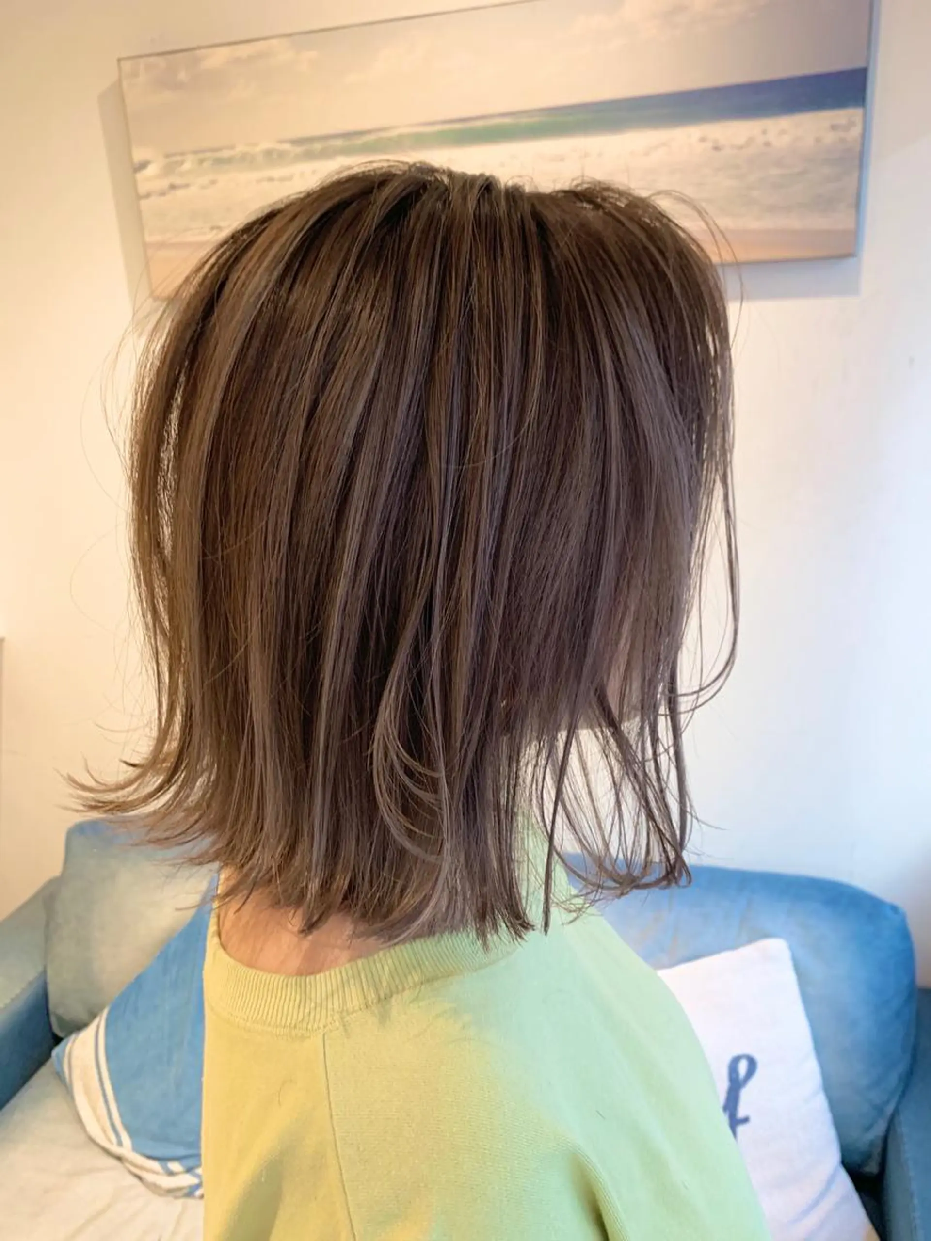 ミディアム アッシュ ハイライト カット ヘアカラー 渋谷ハイトーン/ デザインカラー阿部のヘアスタイル