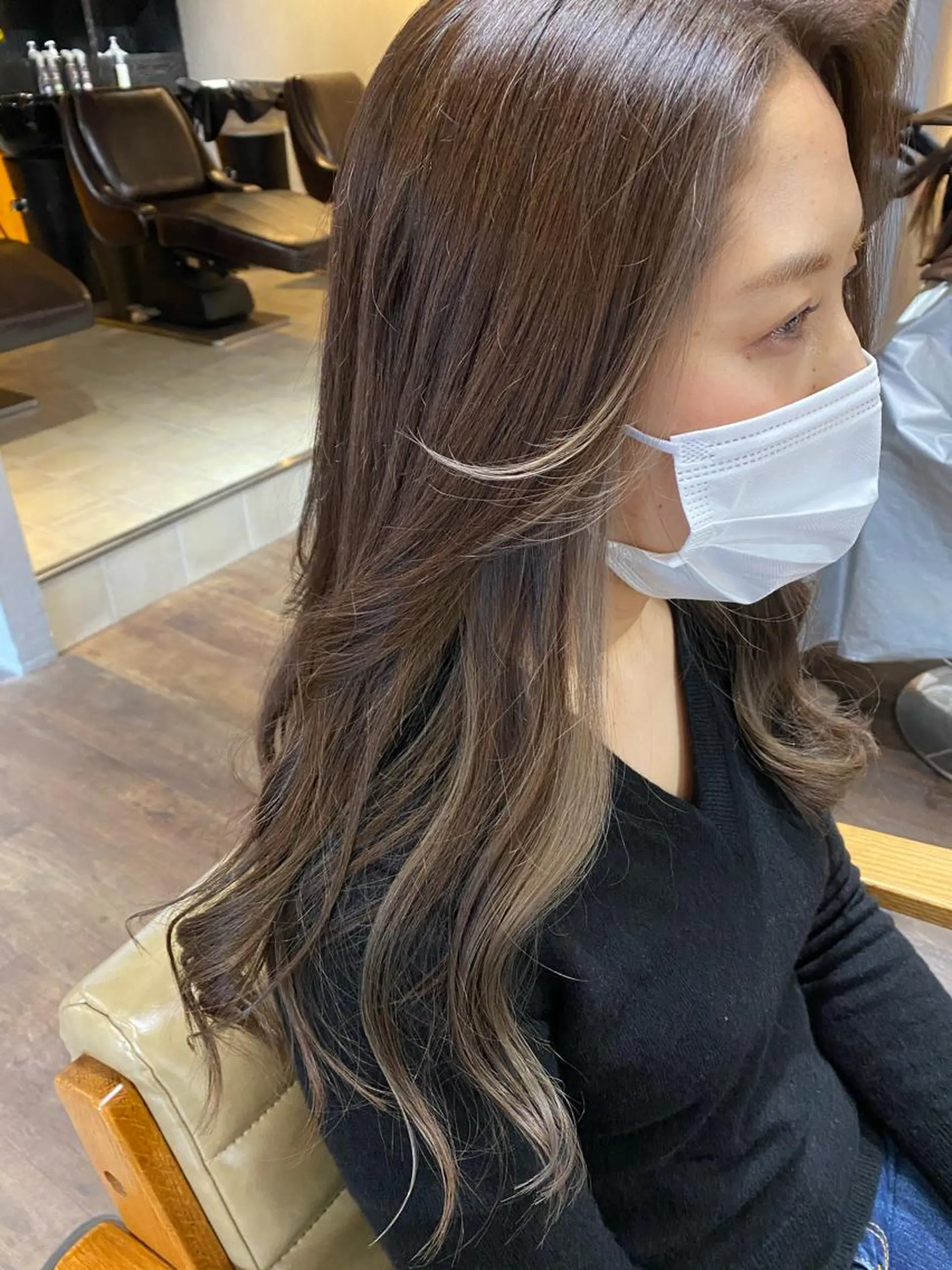 ロング カラー ミストバング  フェイスフレーミング インナーカラー ヘアカラー トリートメント Aust hair Mico（オースト ヘアー ミコ)所属・TOMOKO 髪質改善💫縮毛矯正のヘアスタイル