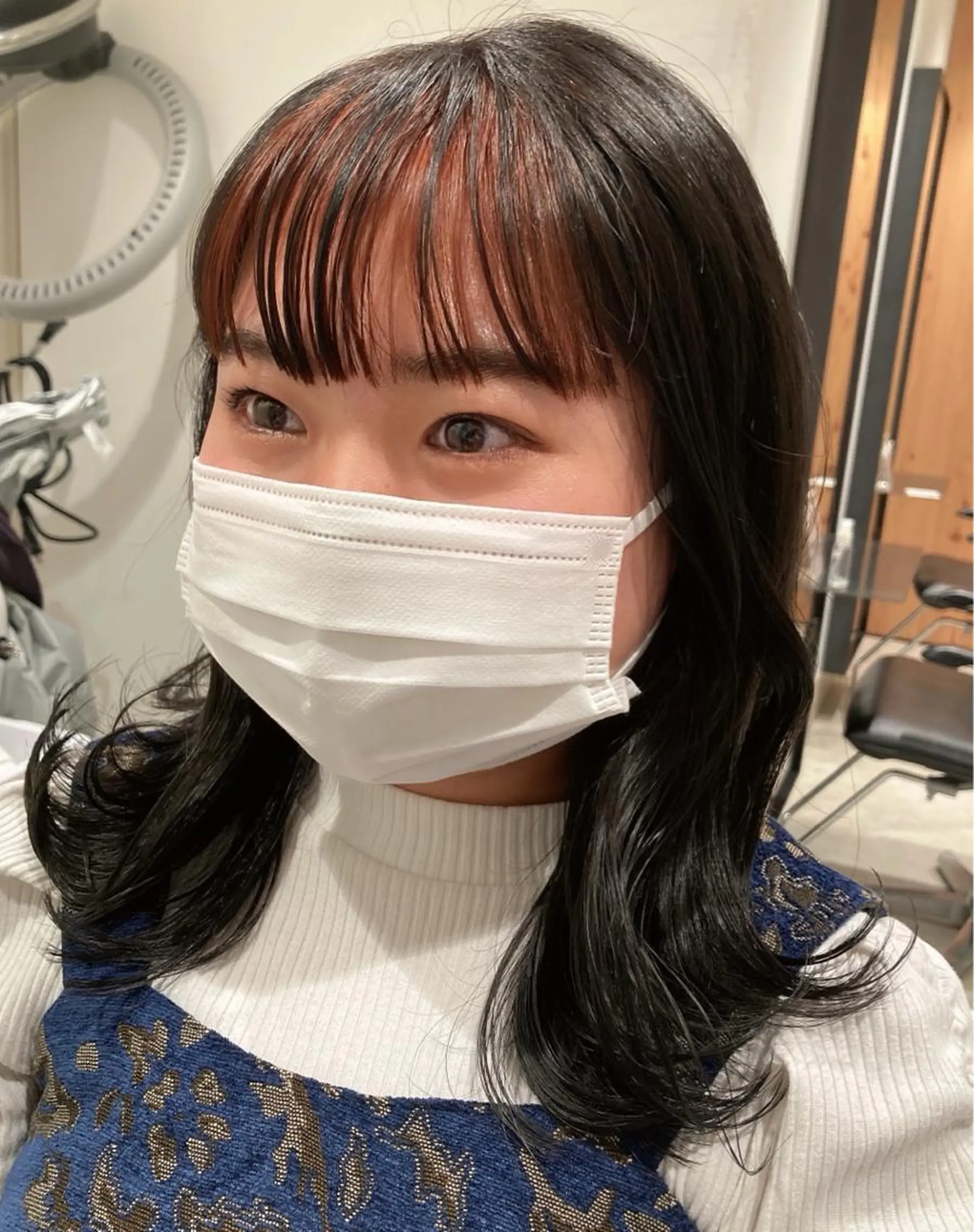 セミロング カラー オレンジ 韓国風ヘア 外ハネヘア トリートメント カット トリートメント ヘッドスパ GO TODAY  SHAIRE  SALON   渋谷モディ所属・スキバサミを使わない カット🌼唯🌼のヘアスタイル